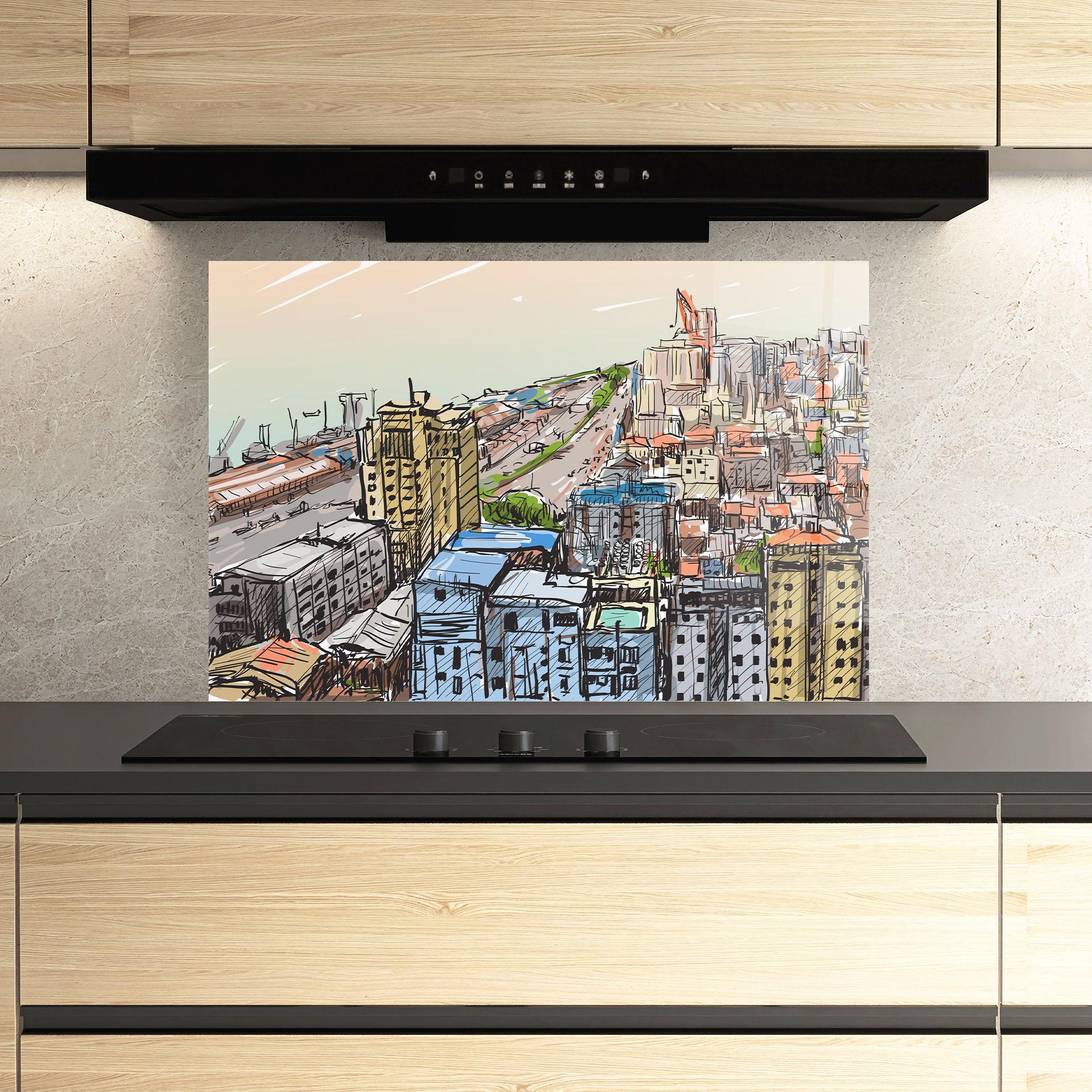 Küchenrückwand Glas Big African City mockup 3