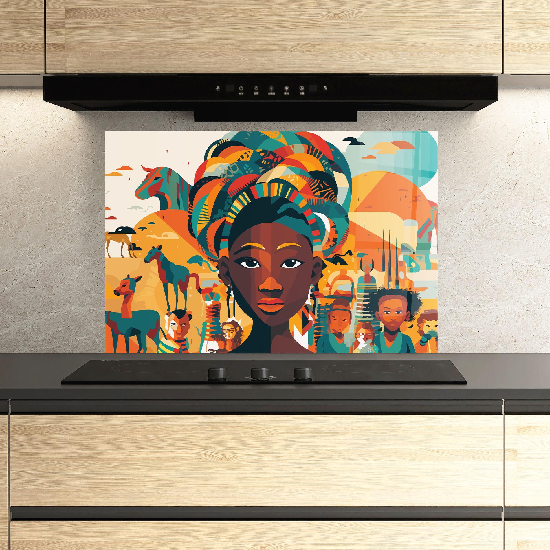 Küchenrückwand Glas Child Africa Art mockup 3