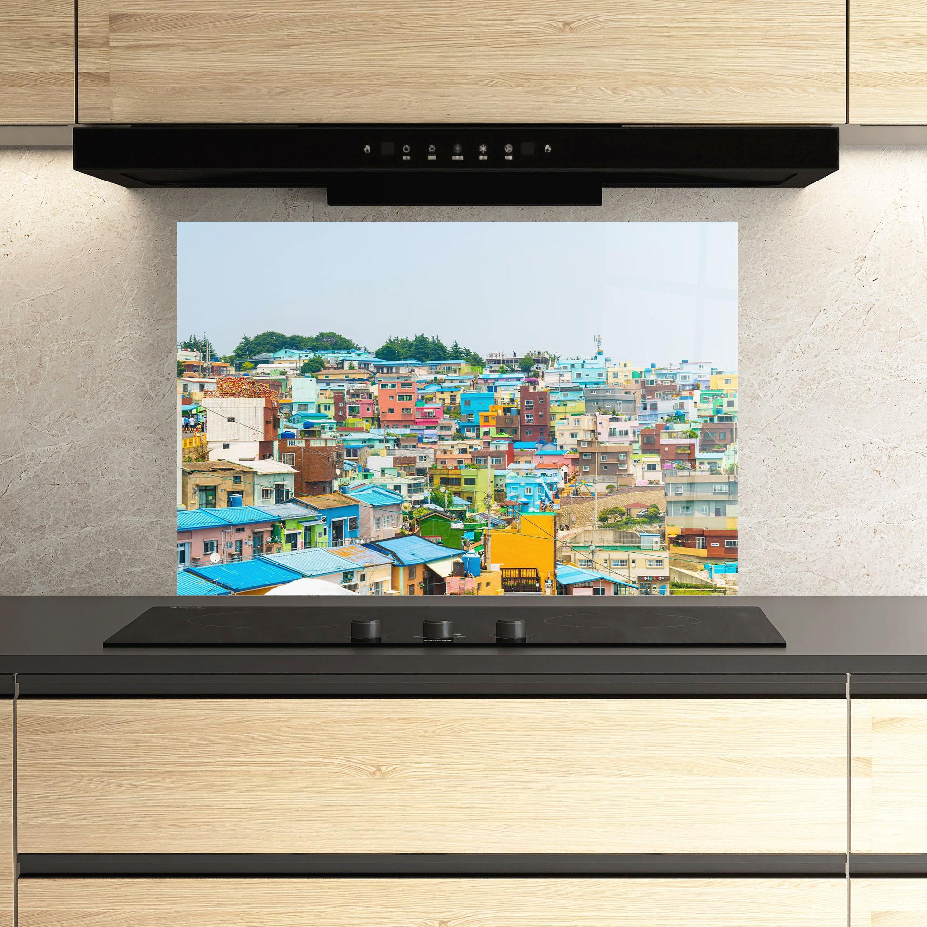 Küchenrückwand Glas Gamcheon Culture mockup 3