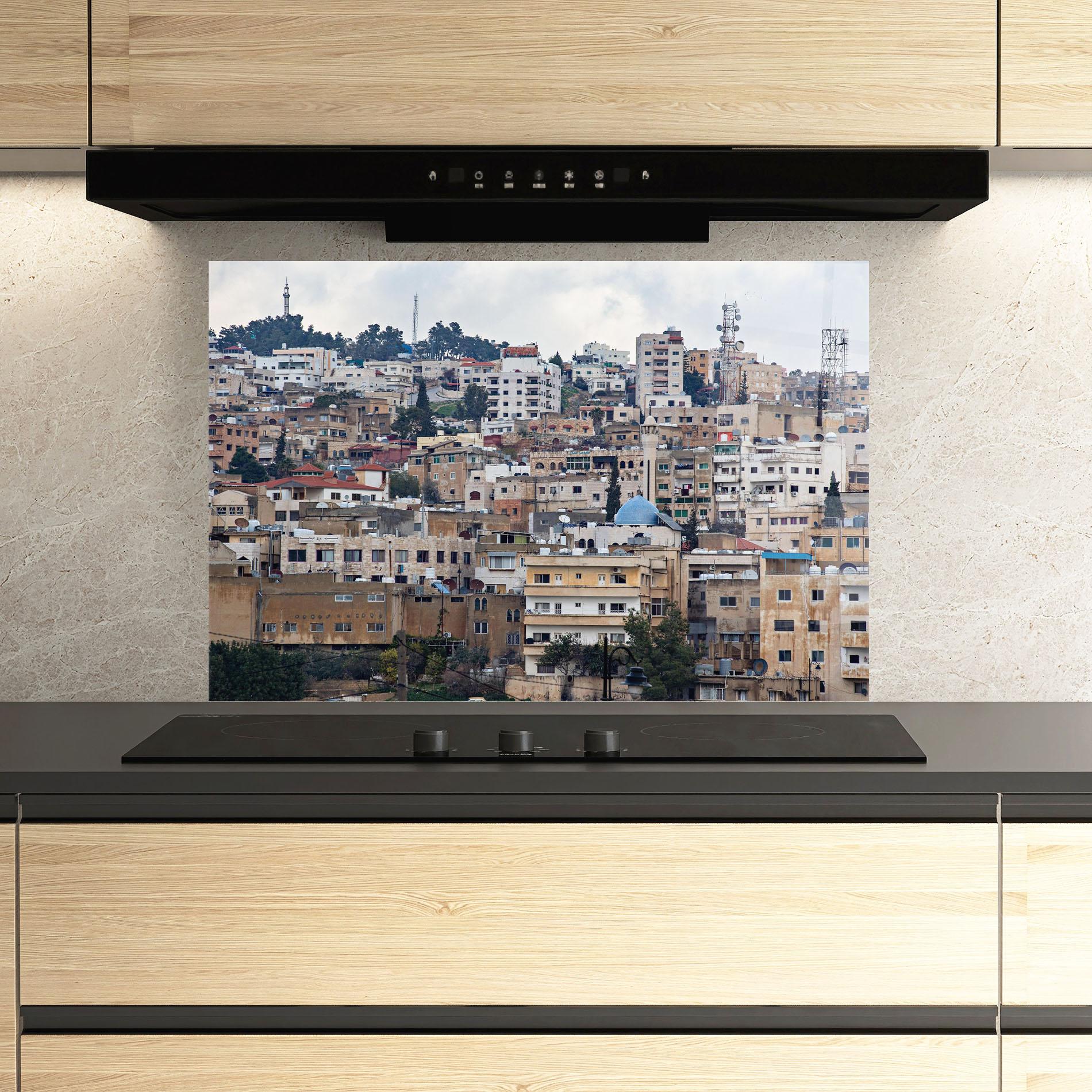 Küchenrückwand Glas Jersh Modern Town mockup 3