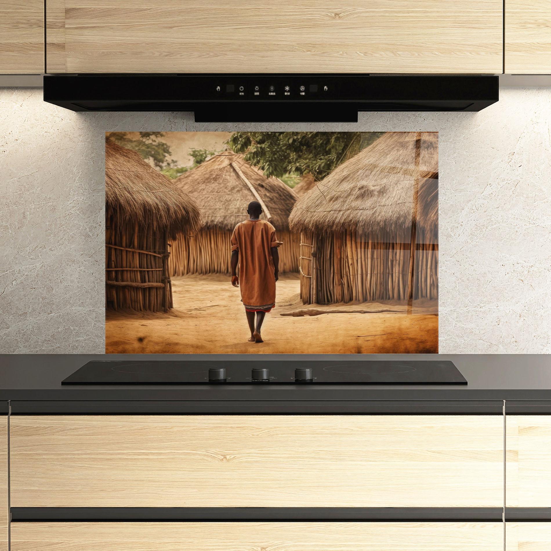 Küchenrückwand Glas Native Strong Man mockup 3