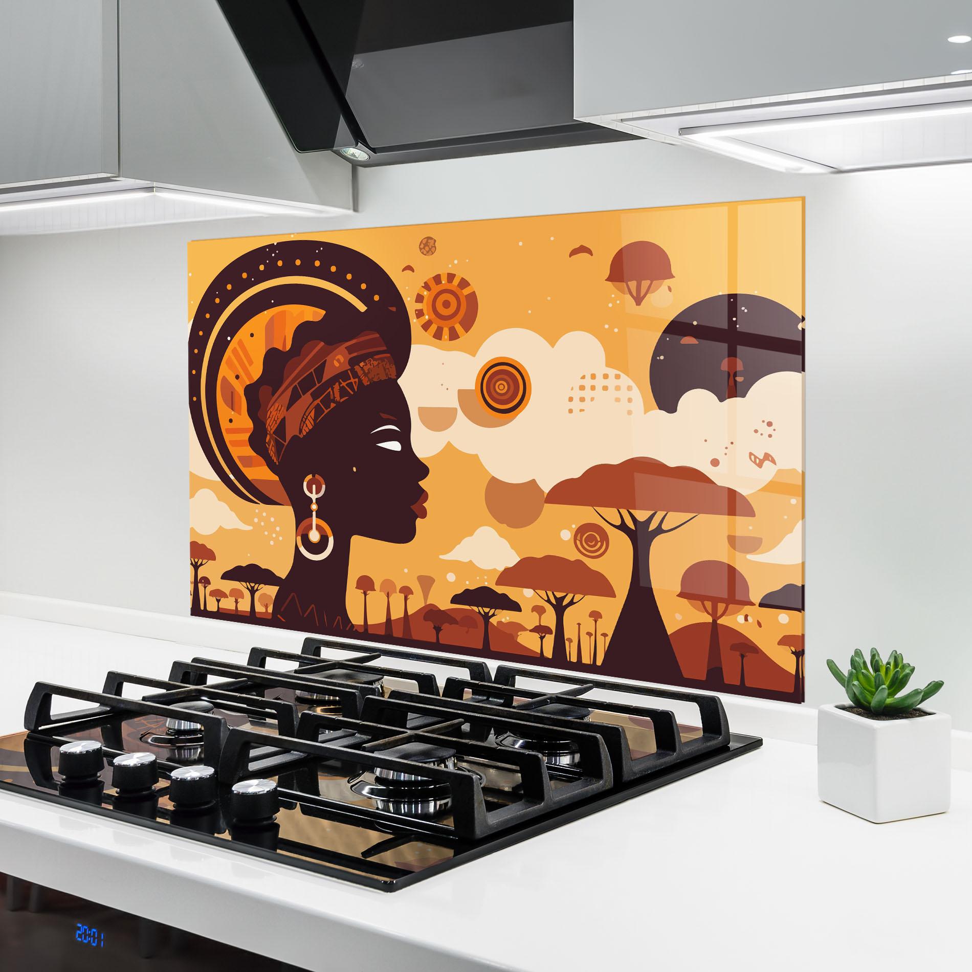 Küchenrückwand Glas African Art mockup 6