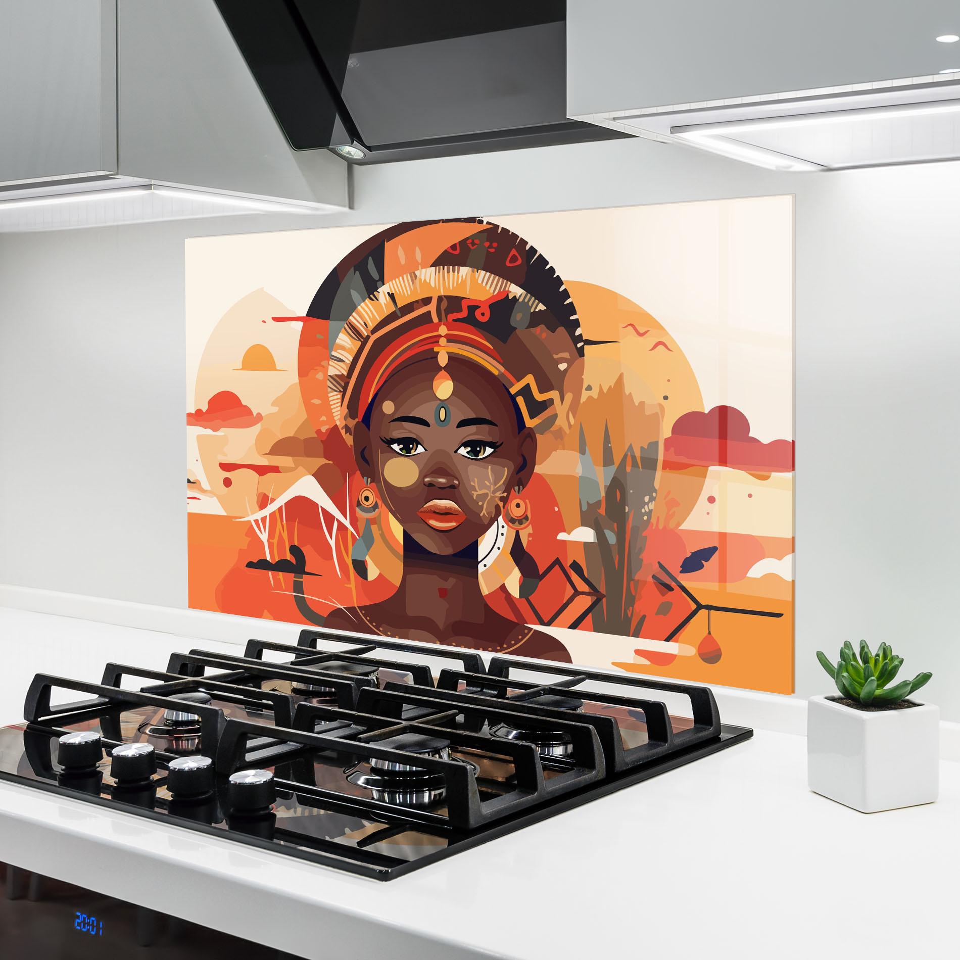 Küchenrückwand Glas African Child Art mockup 6