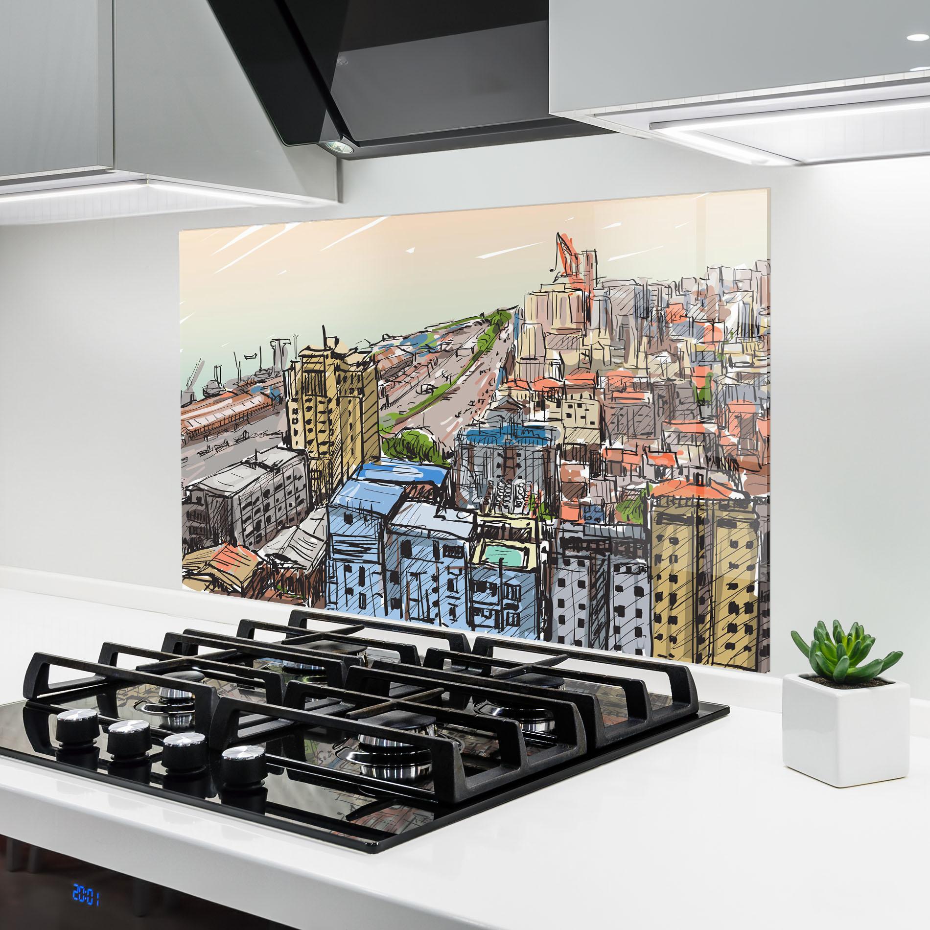 Küchenrückwand Glas Big African City mockup 6