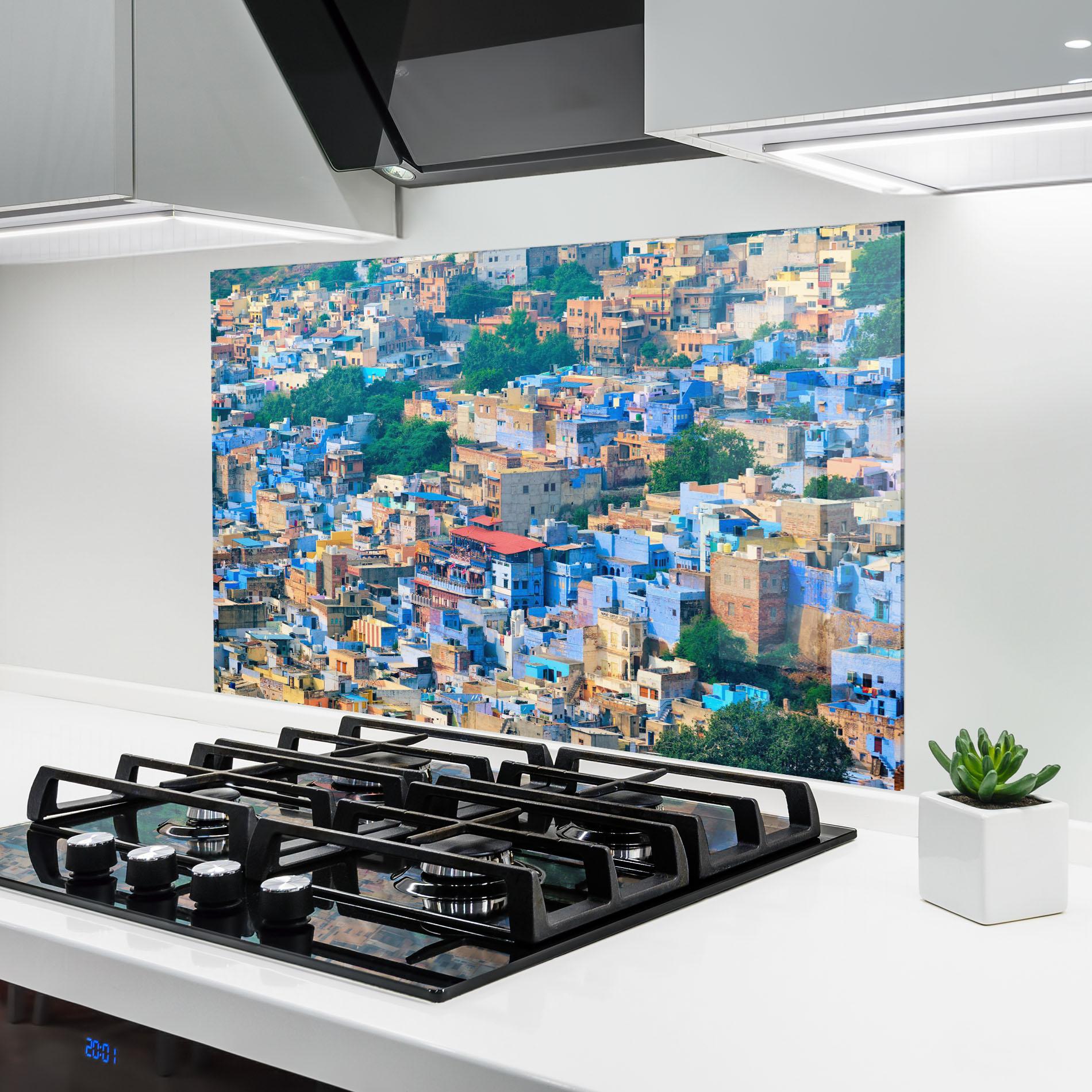 Küchenrückwand Glas Building Rajasthan India mockup 6