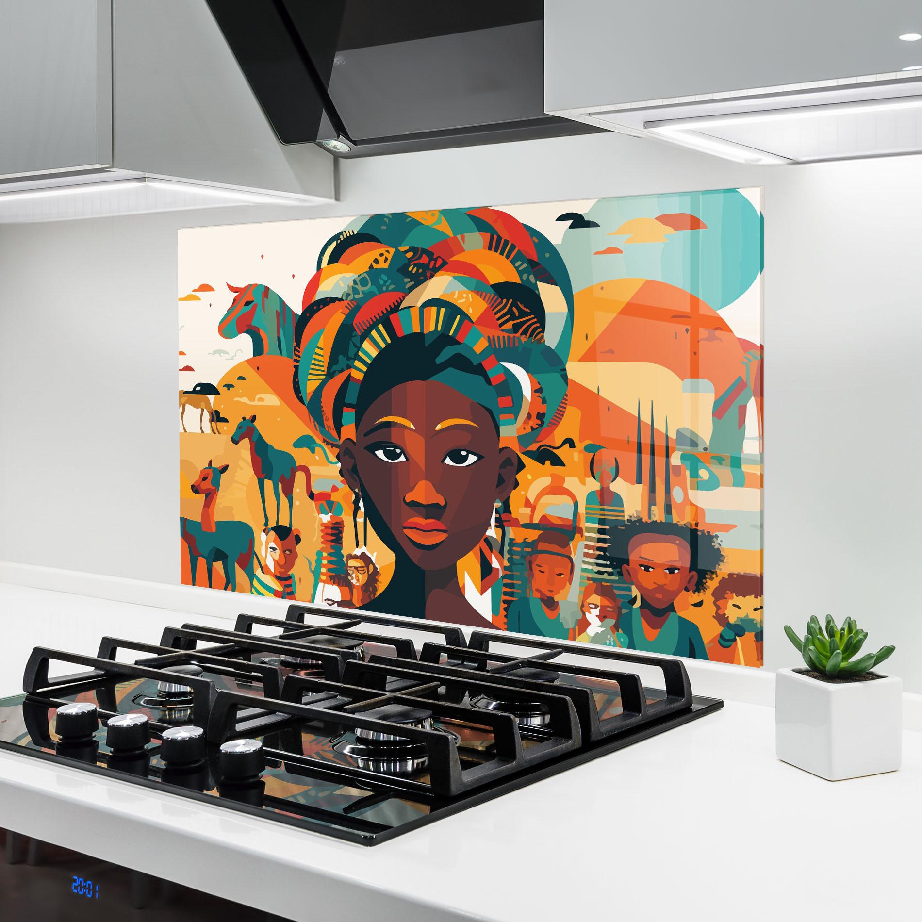 Küchenrückwand Glas Child Africa Art mockup 6