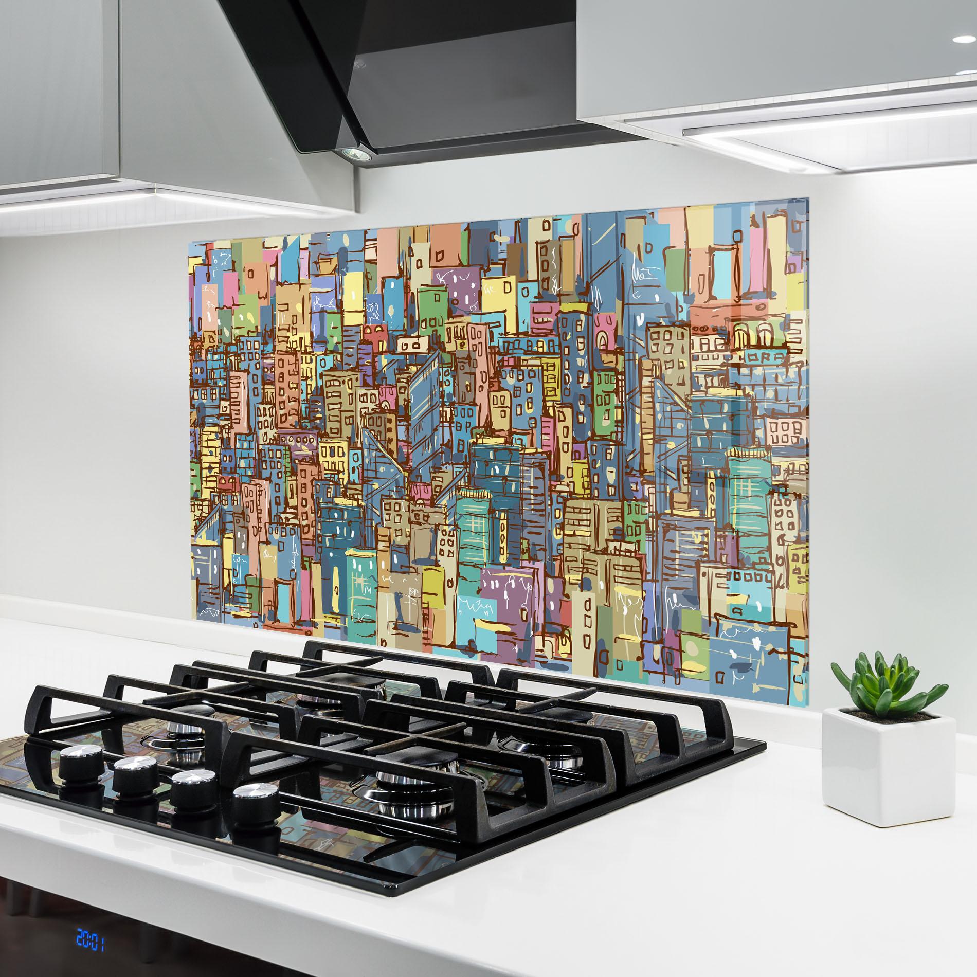 Küchenrückwand Glas Colorful African City mockup 6
