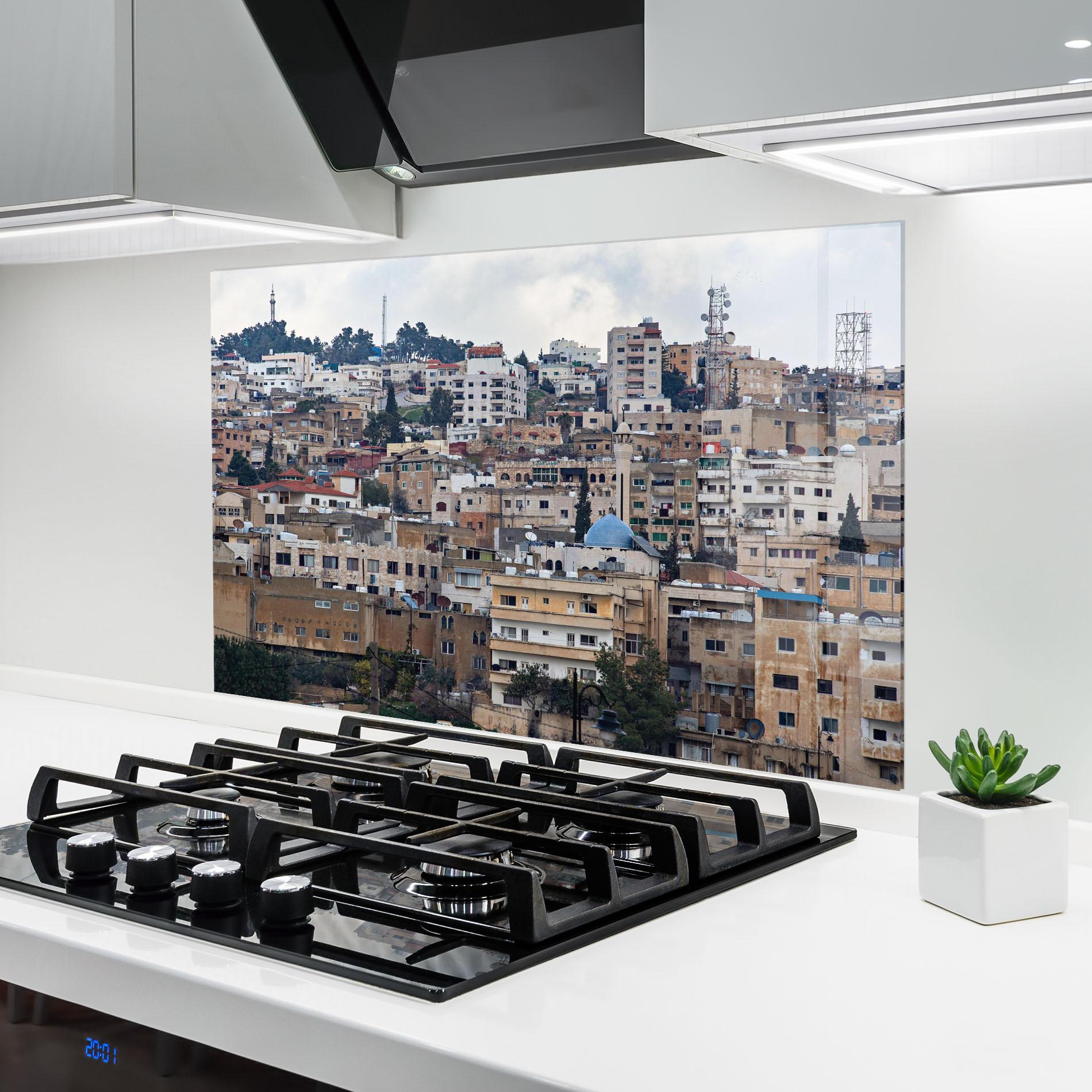 Küchenrückwand Glas Jersh Modern Town mockup 6