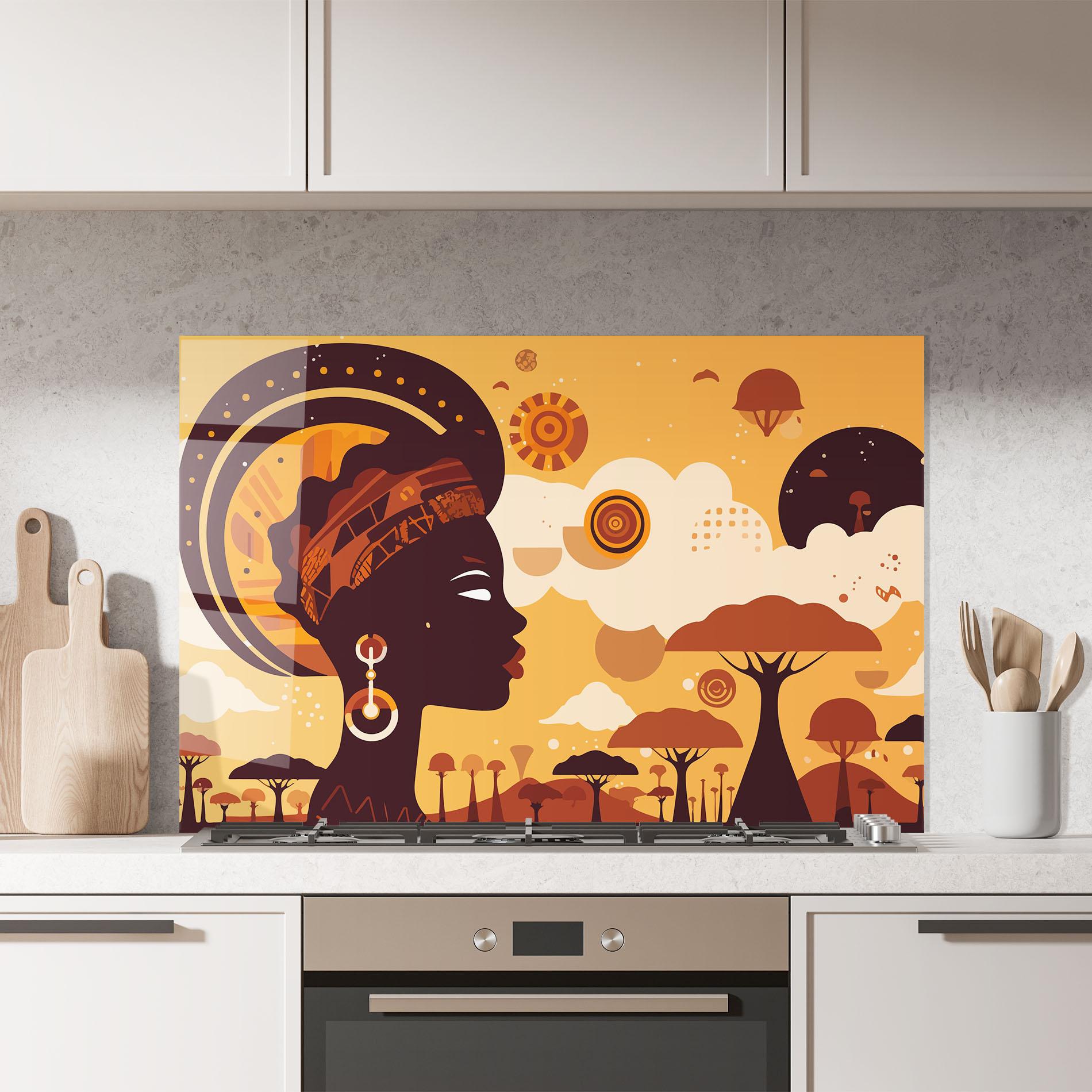 Küchenrückwand Glas African Art mockup 7