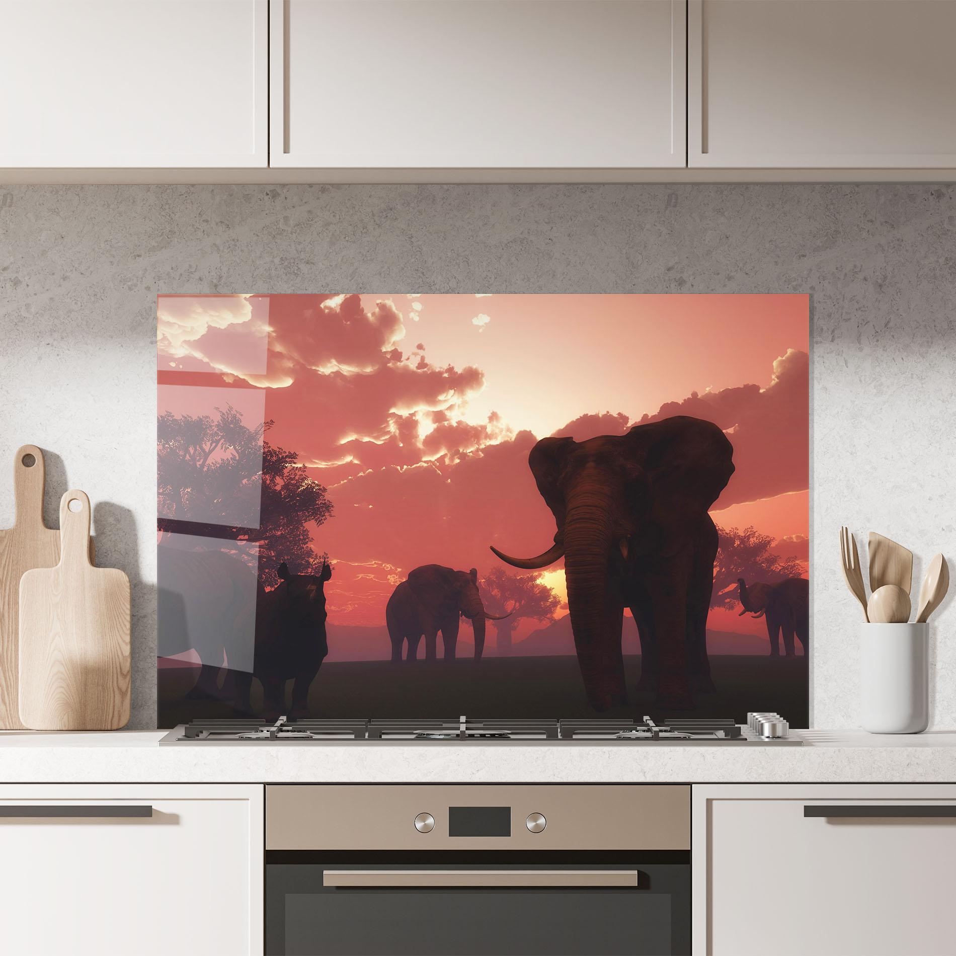 Küchenrückwand Glas African Elephant View mockup 7
