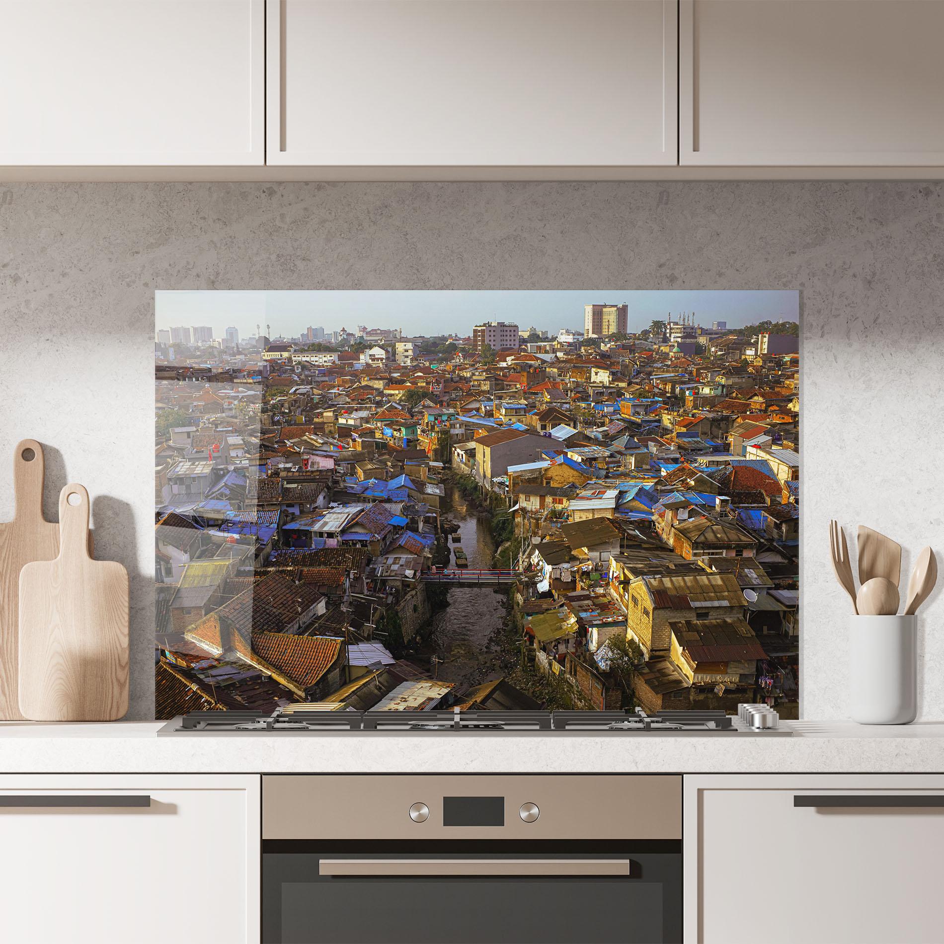 Küchenrückwand Glas Bandung Golden Hour mockup 7