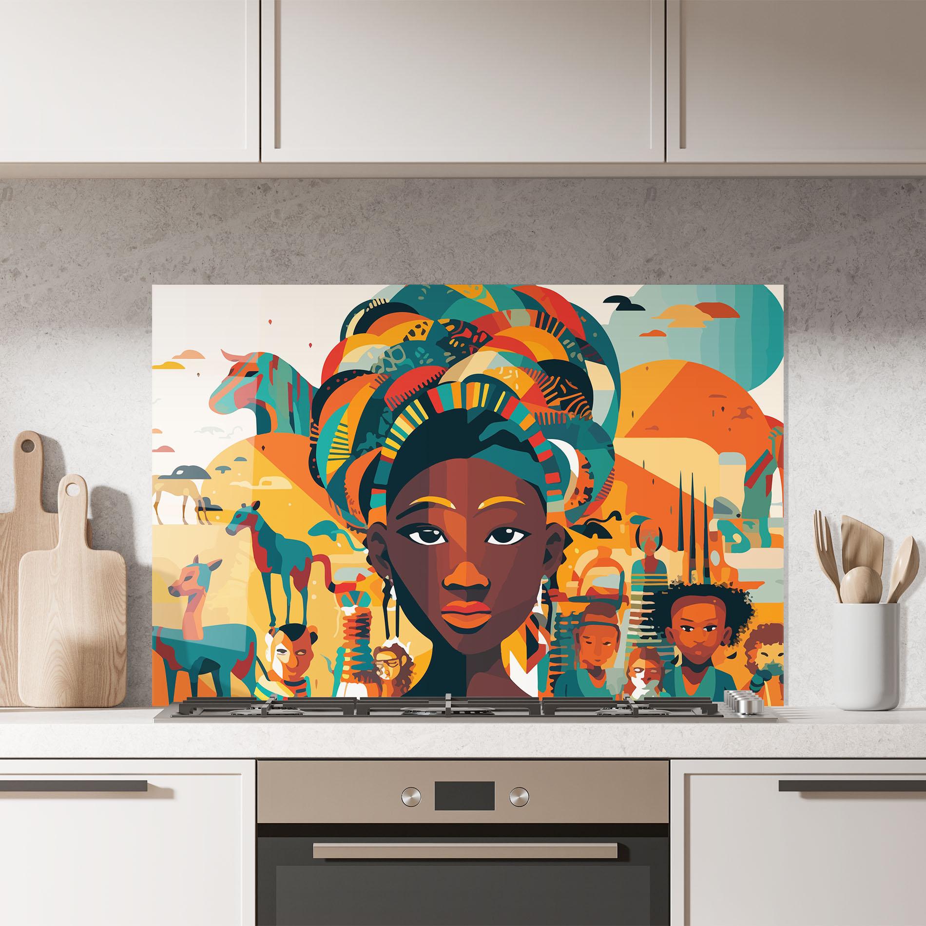 Küchenrückwand Glas Child Africa Art mockup 7
