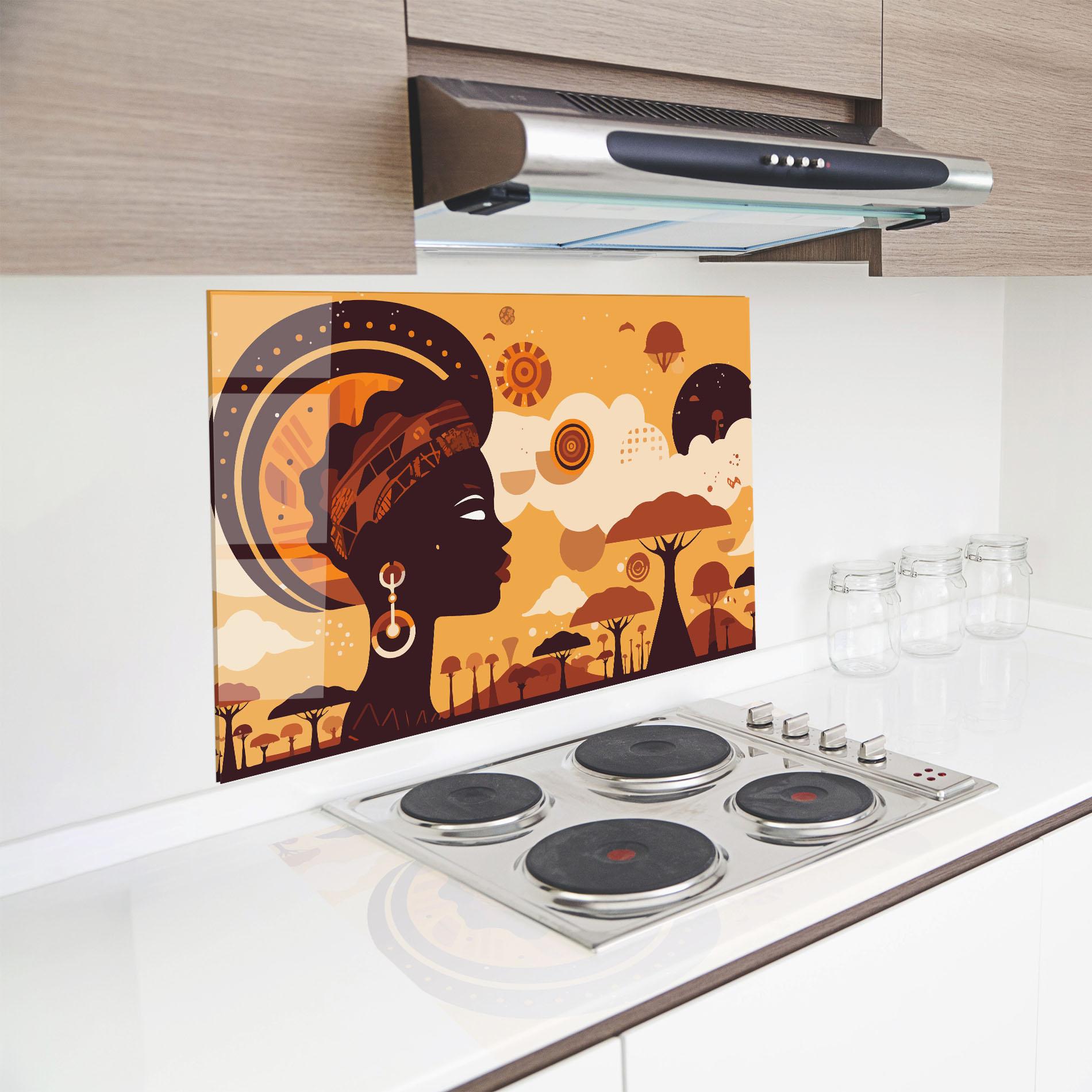 Küchenrückwand Glas African Art mockup 8