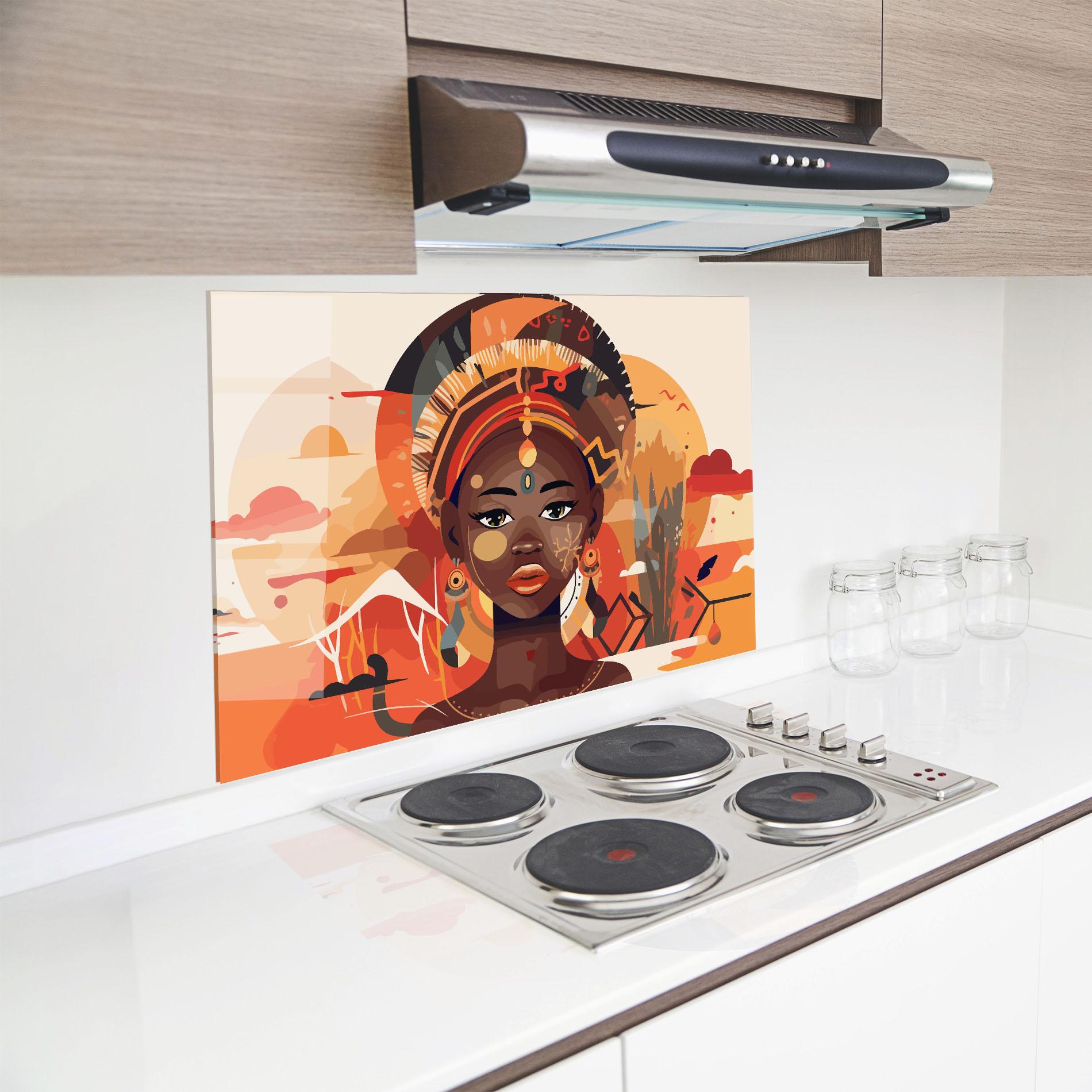 Küchenrückwand Glas African Child Art mockup 8
