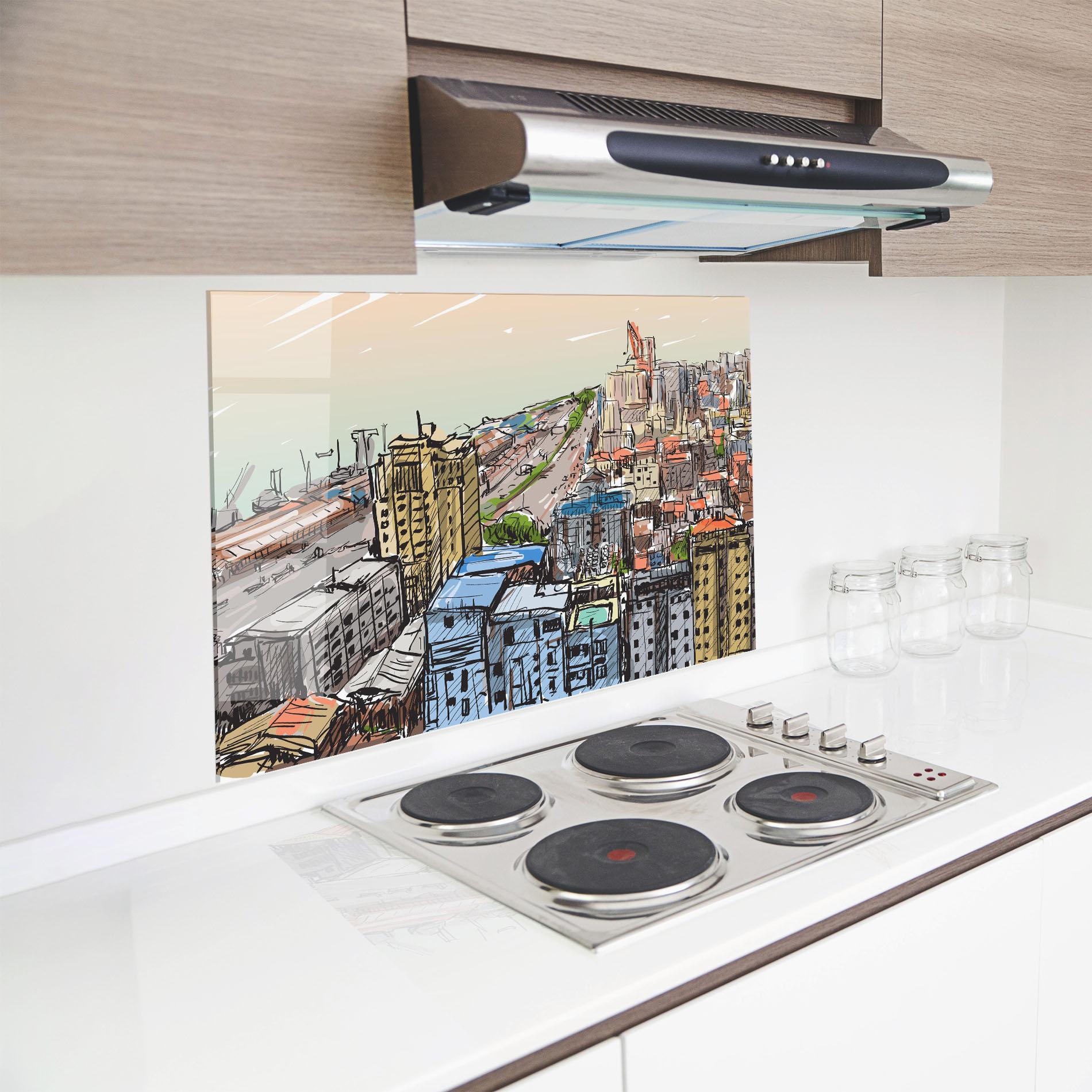 Küchenrückwand Glas Big African City mockup 8