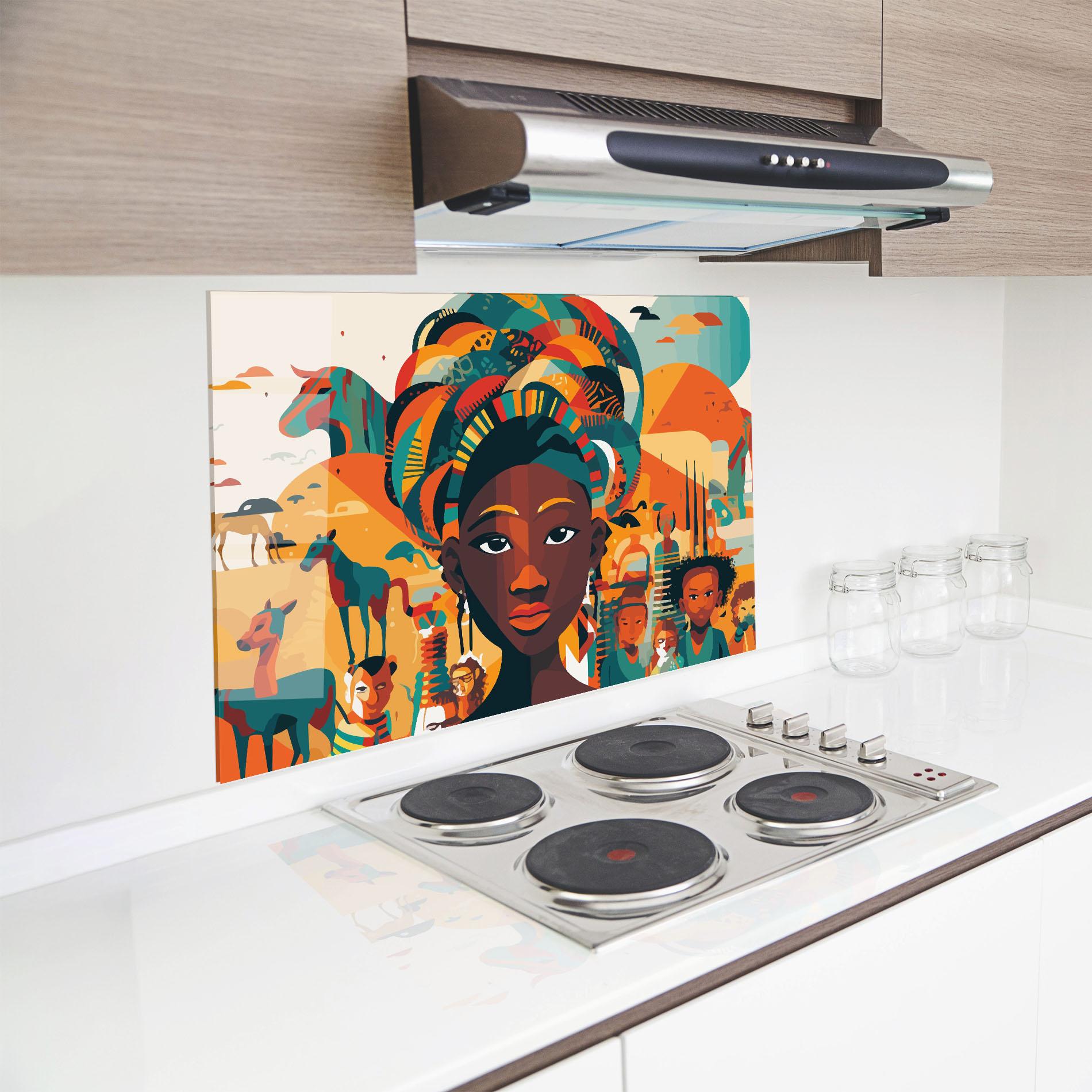 Küchenrückwand Glas Child Africa Art mockup 8