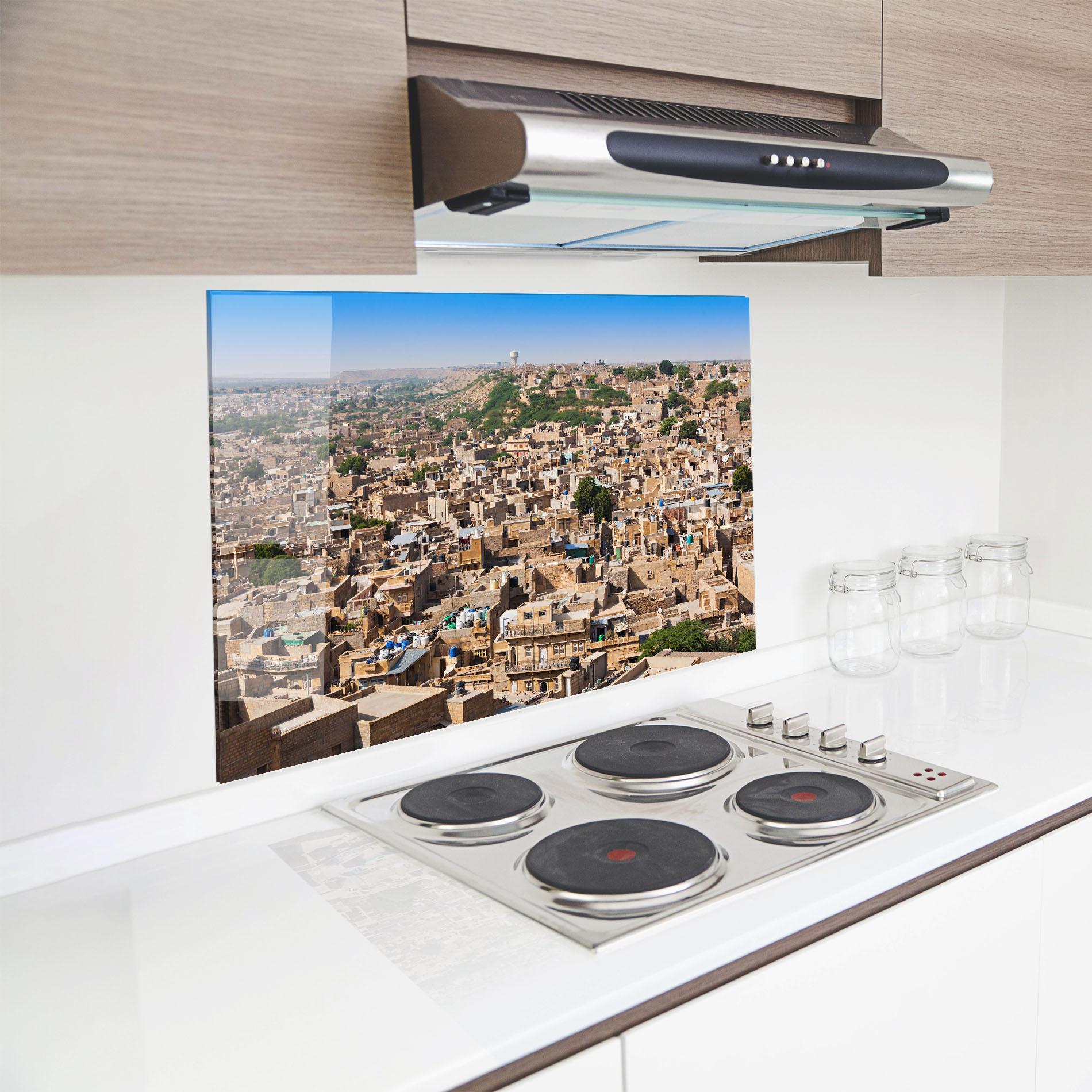 Küchenrückwand Glas Jaisalmer Panorama View mockup 8