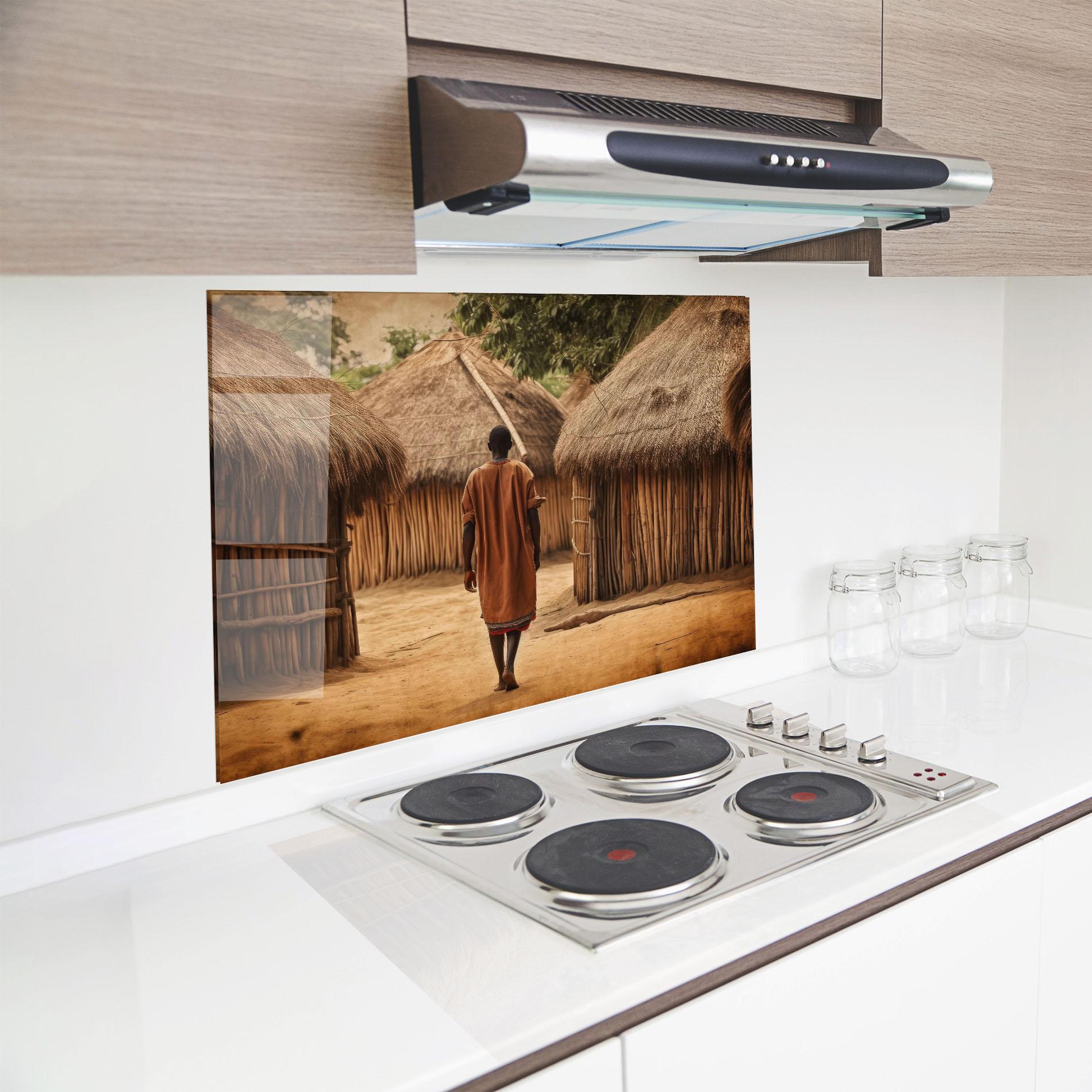 Küchenrückwand Glas Native Strong Man mockup 8