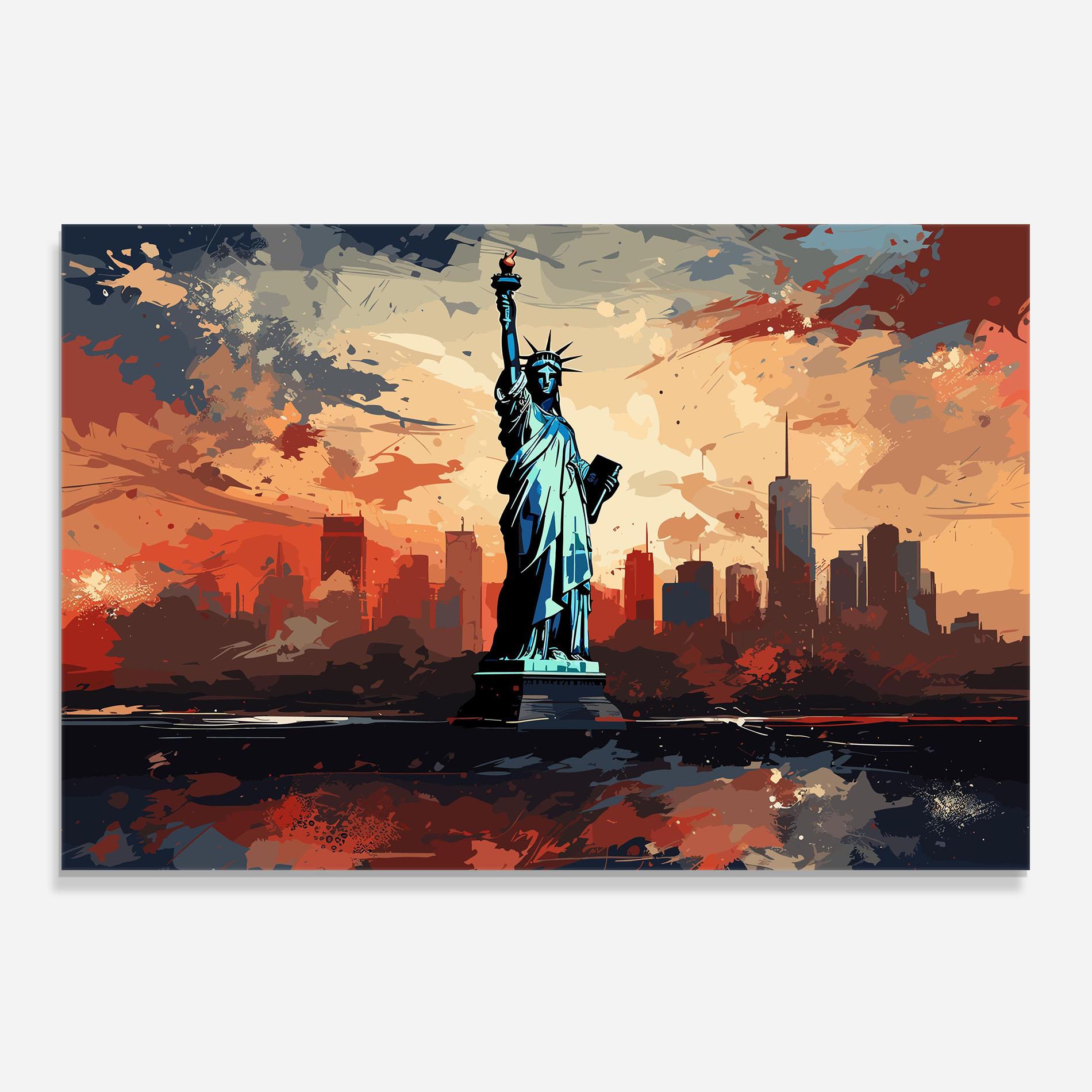 Küchenrückwand Glas United States Statue mockup 0