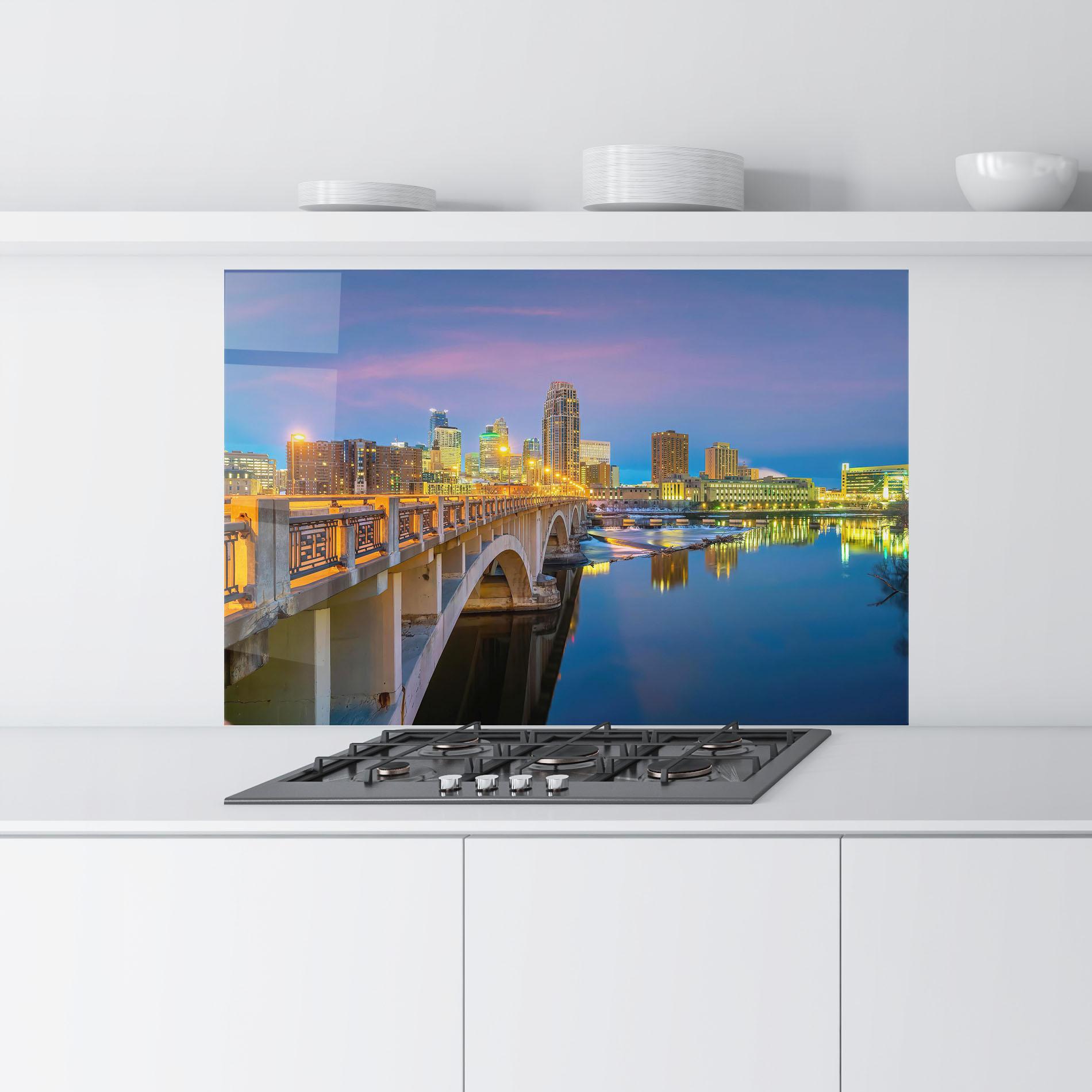 Küchenrückwand Glas Downtown City Skyline mockup 9