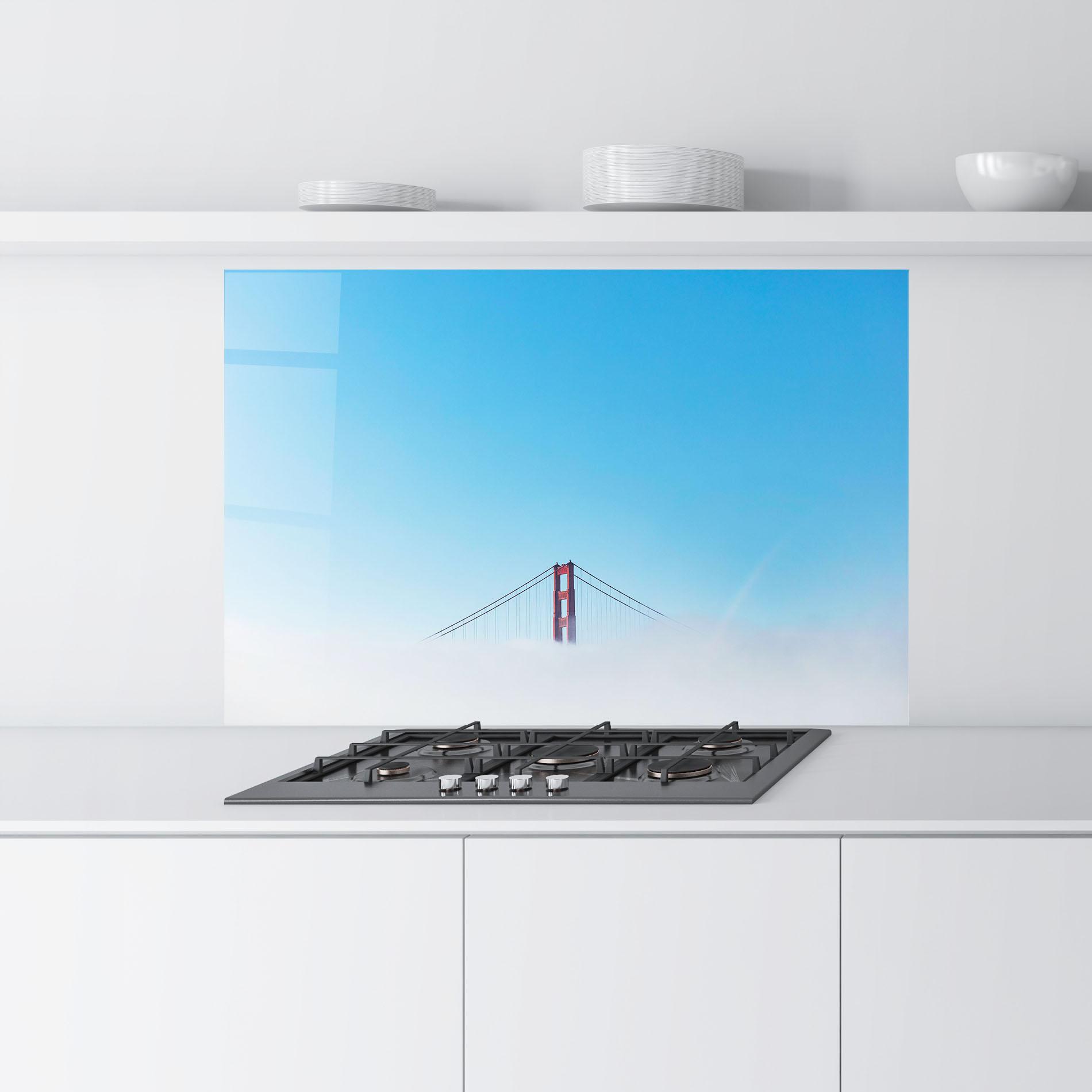 Küchenrückwand Glas High Cloud Bridge mockup 9