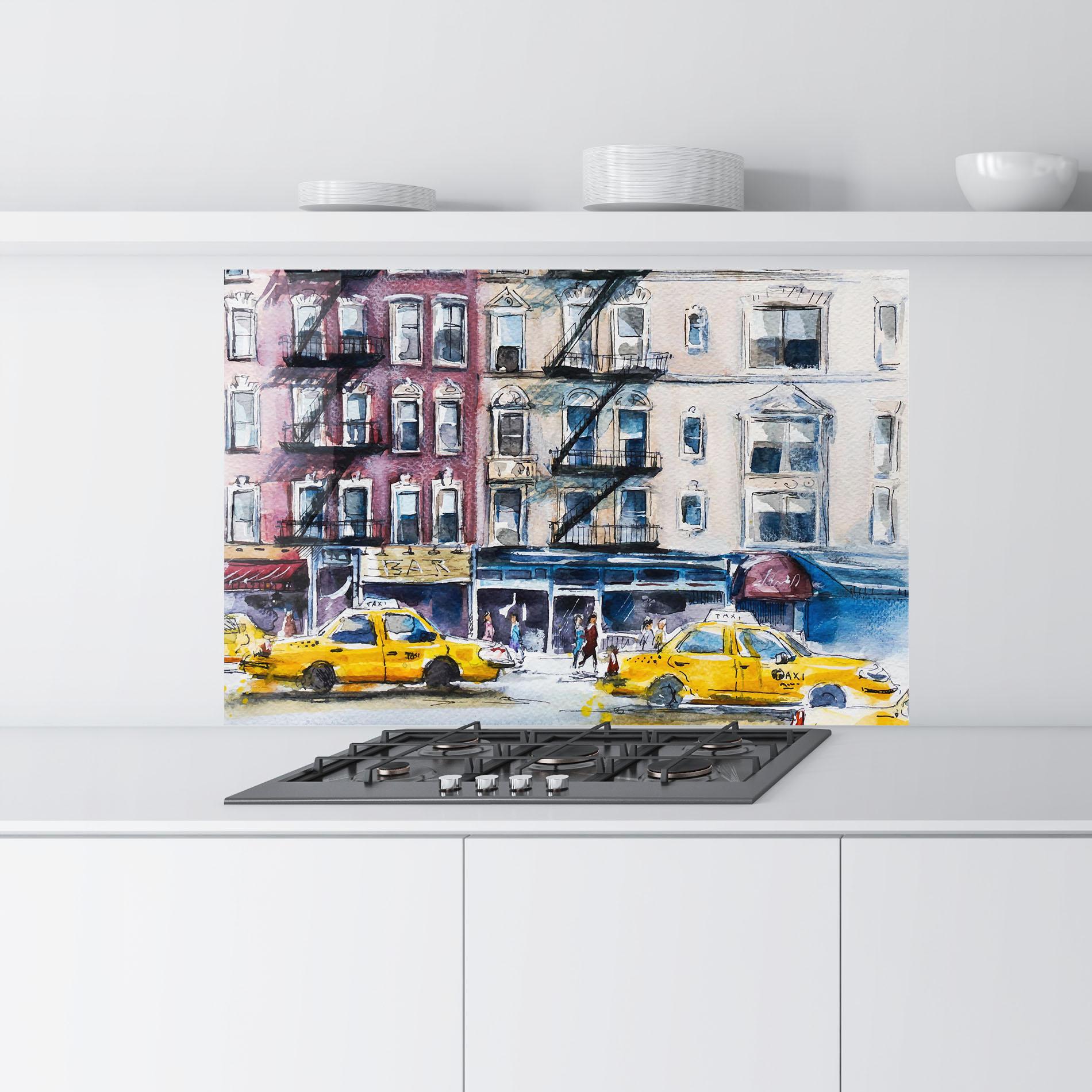 Küchenrückwand Glas Newyork Taxi mockup 9