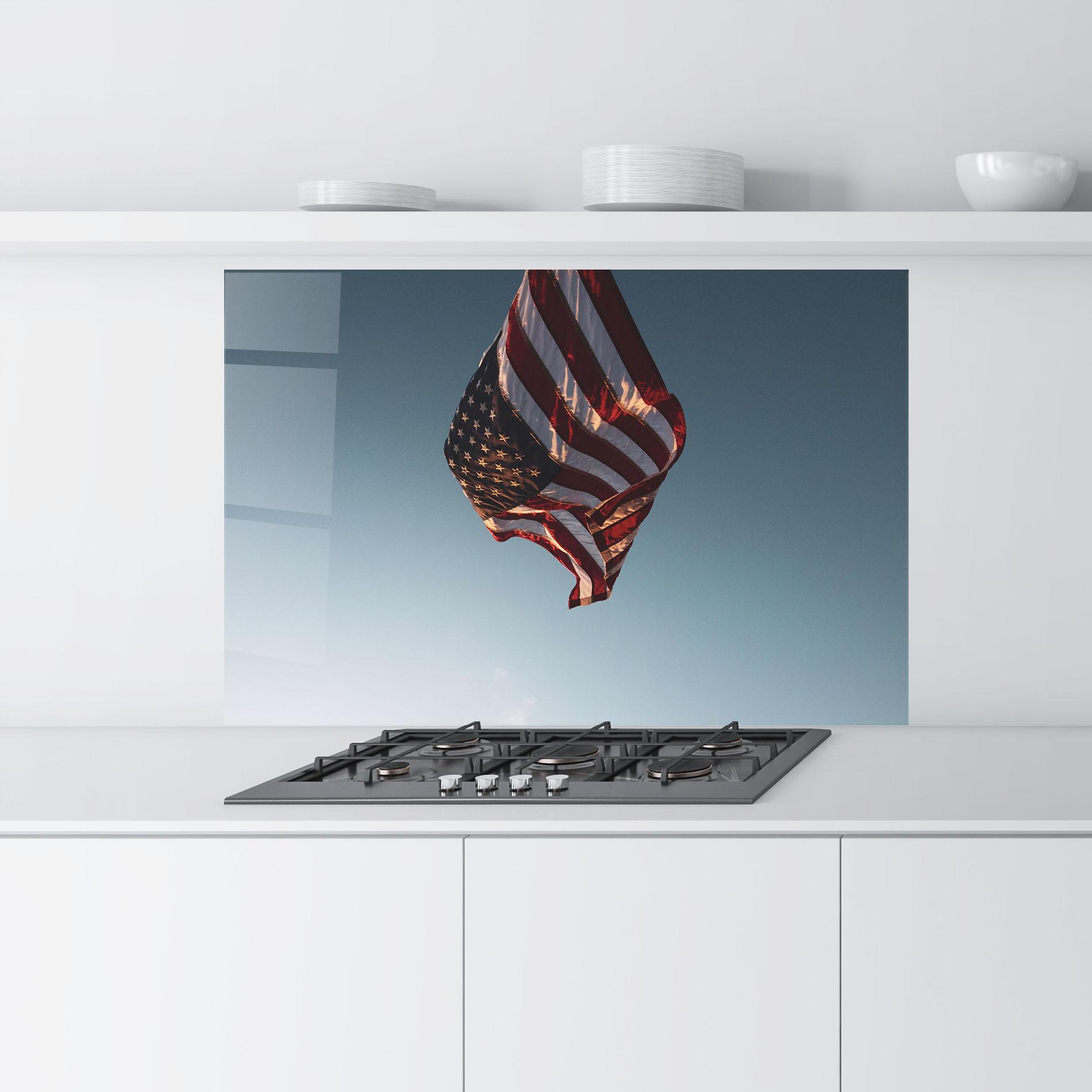 Küchenrückwand Glas Usa Flag mockup 9