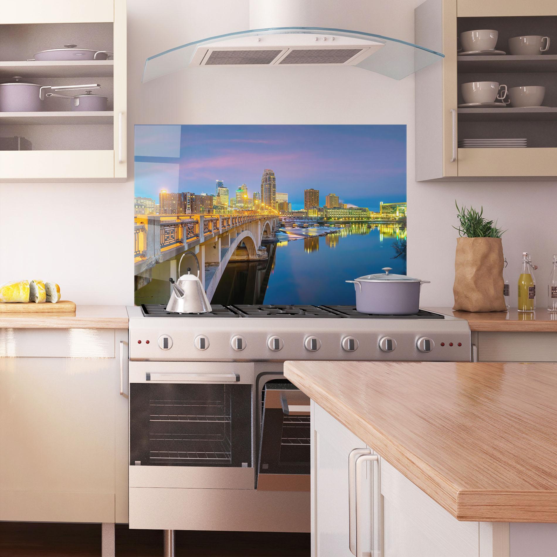 Küchenrückwand Glas Downtown City Skyline mockup 1