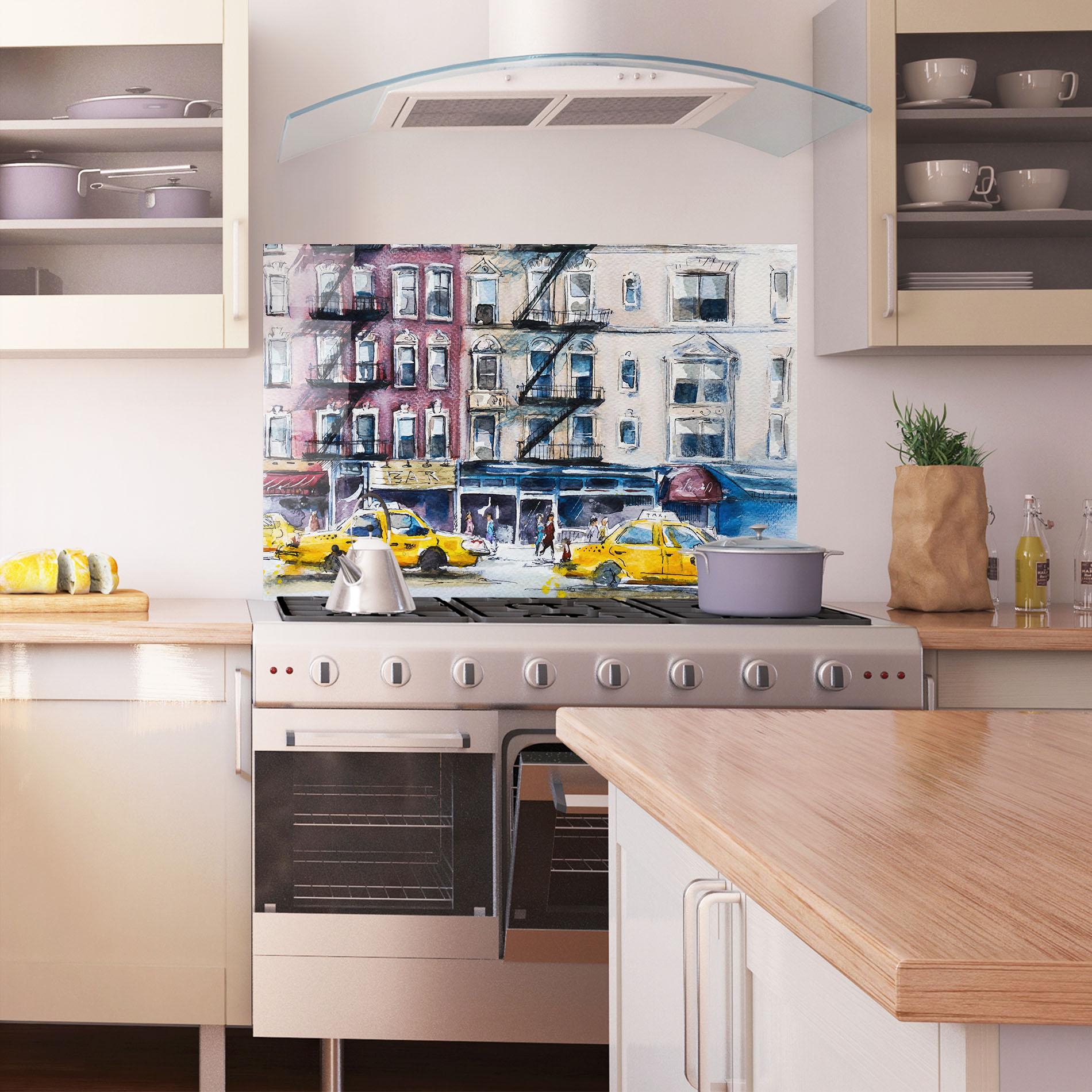 Küchenrückwand Glas Newyork Taxi mockup 1