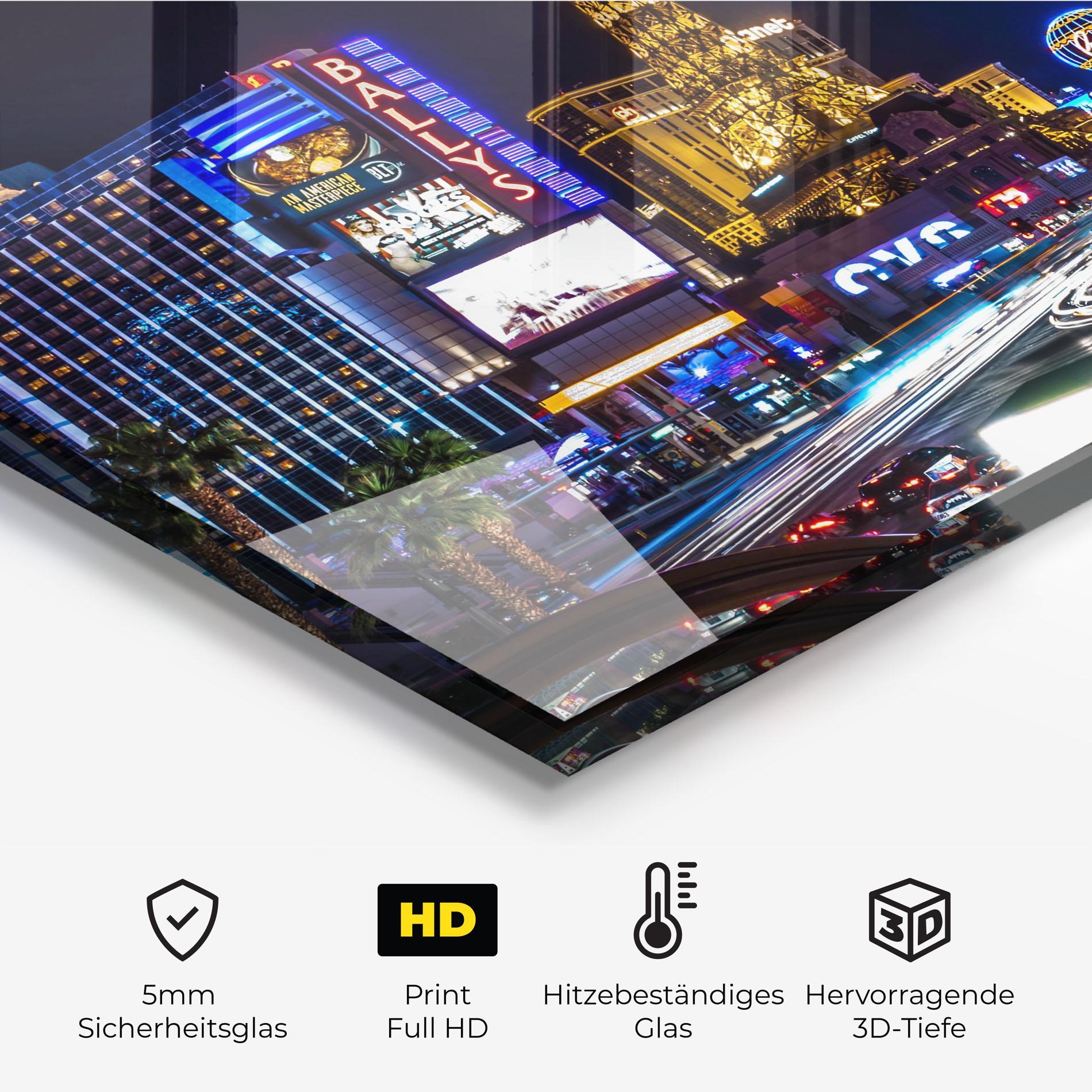 Küchenrückwand Glas Las Vegas Night mockup 2