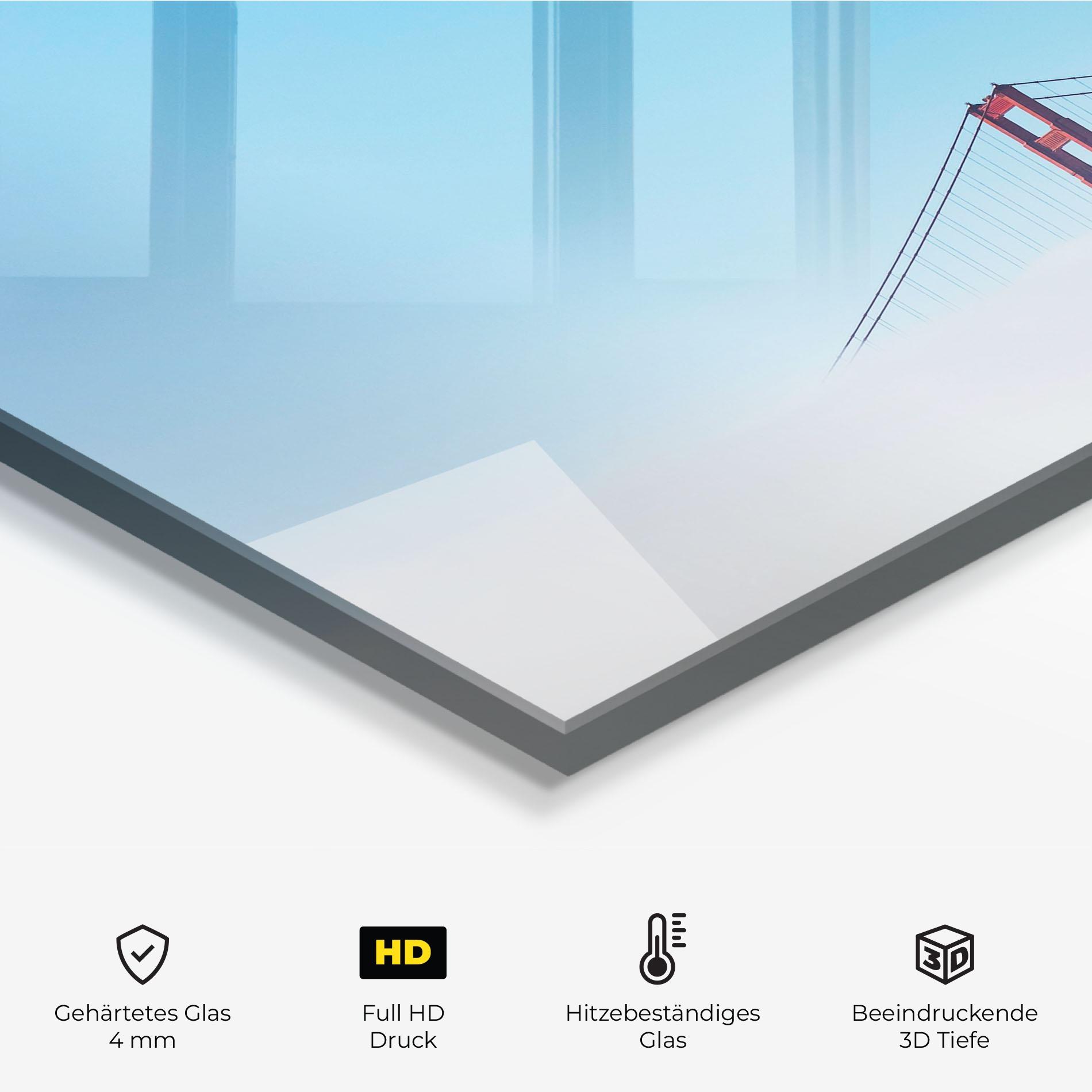 Küchenrückwand Glas High Cloud Bridge mockup 2