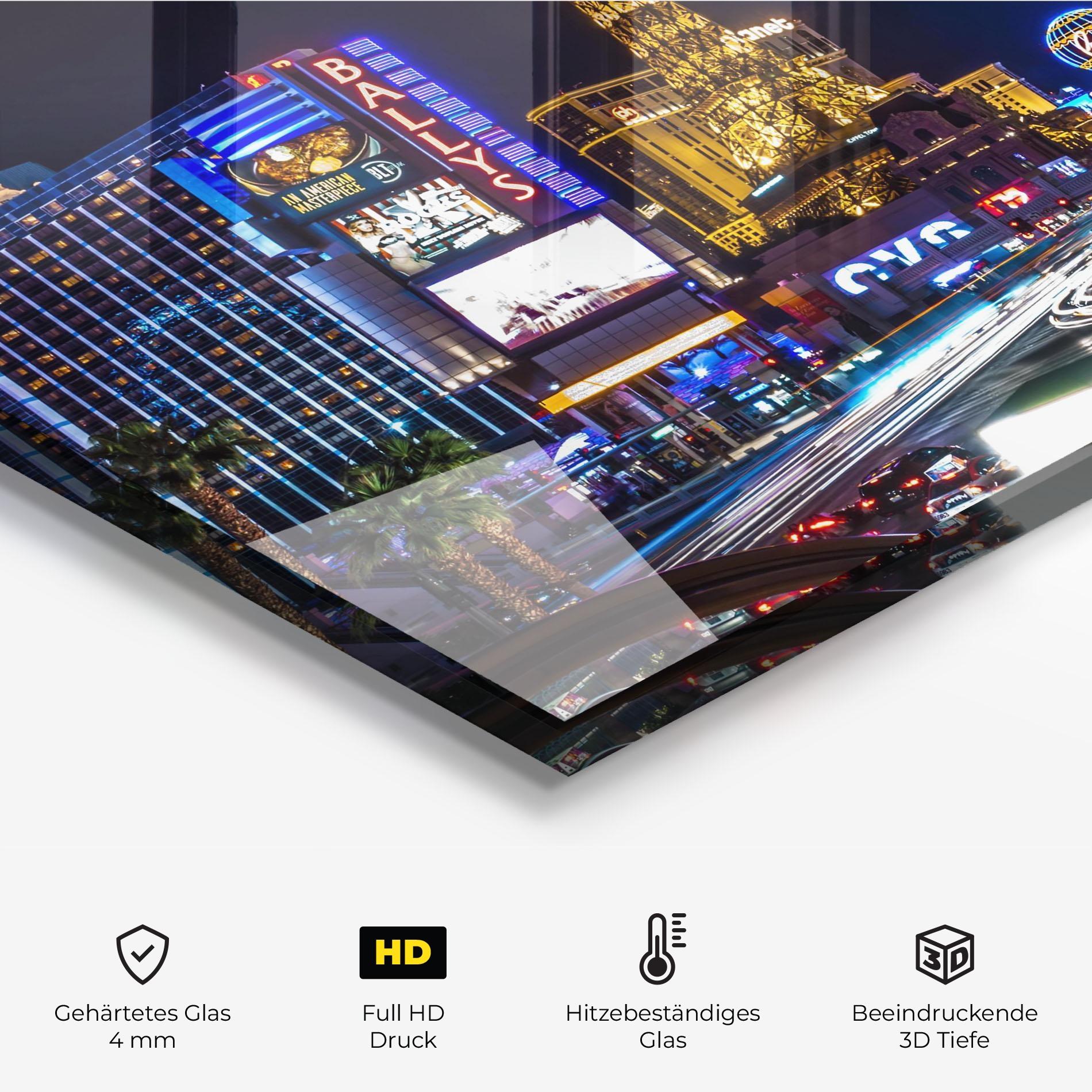 Küchenrückwand Glas Las Vegas Night mockup 2