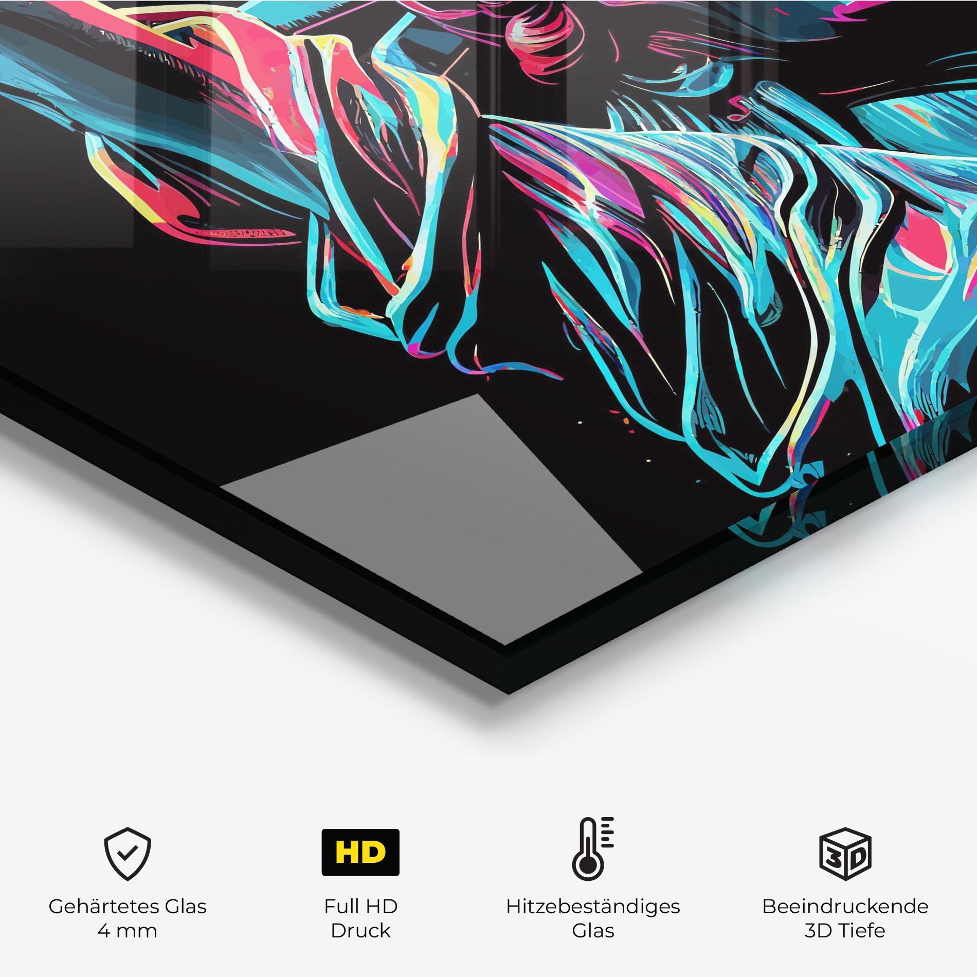 Küchenrückwand Glas Liberty Colorful Statue mockup 2