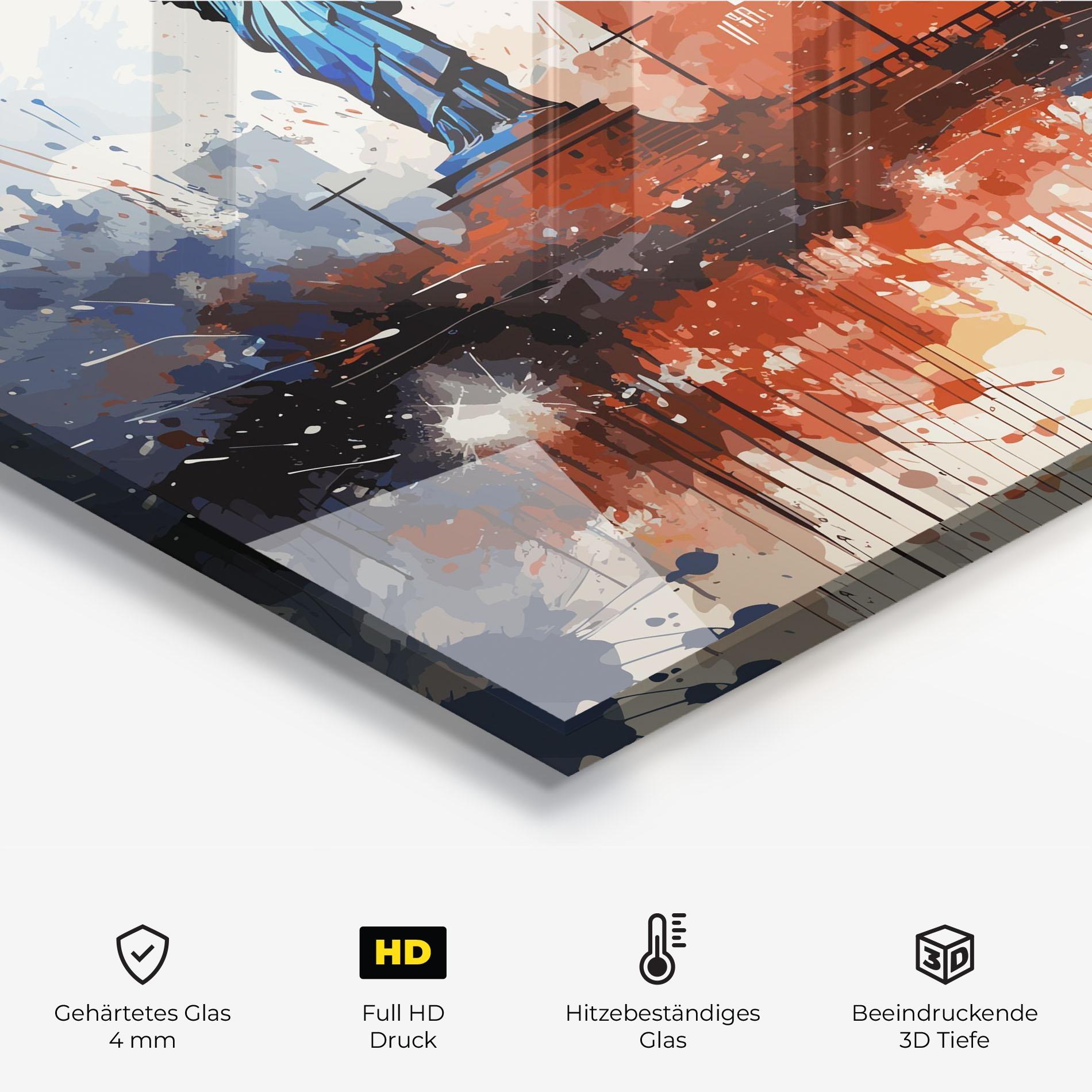 Küchenrückwand Glas Red Blue Liberty Statue mockup 2