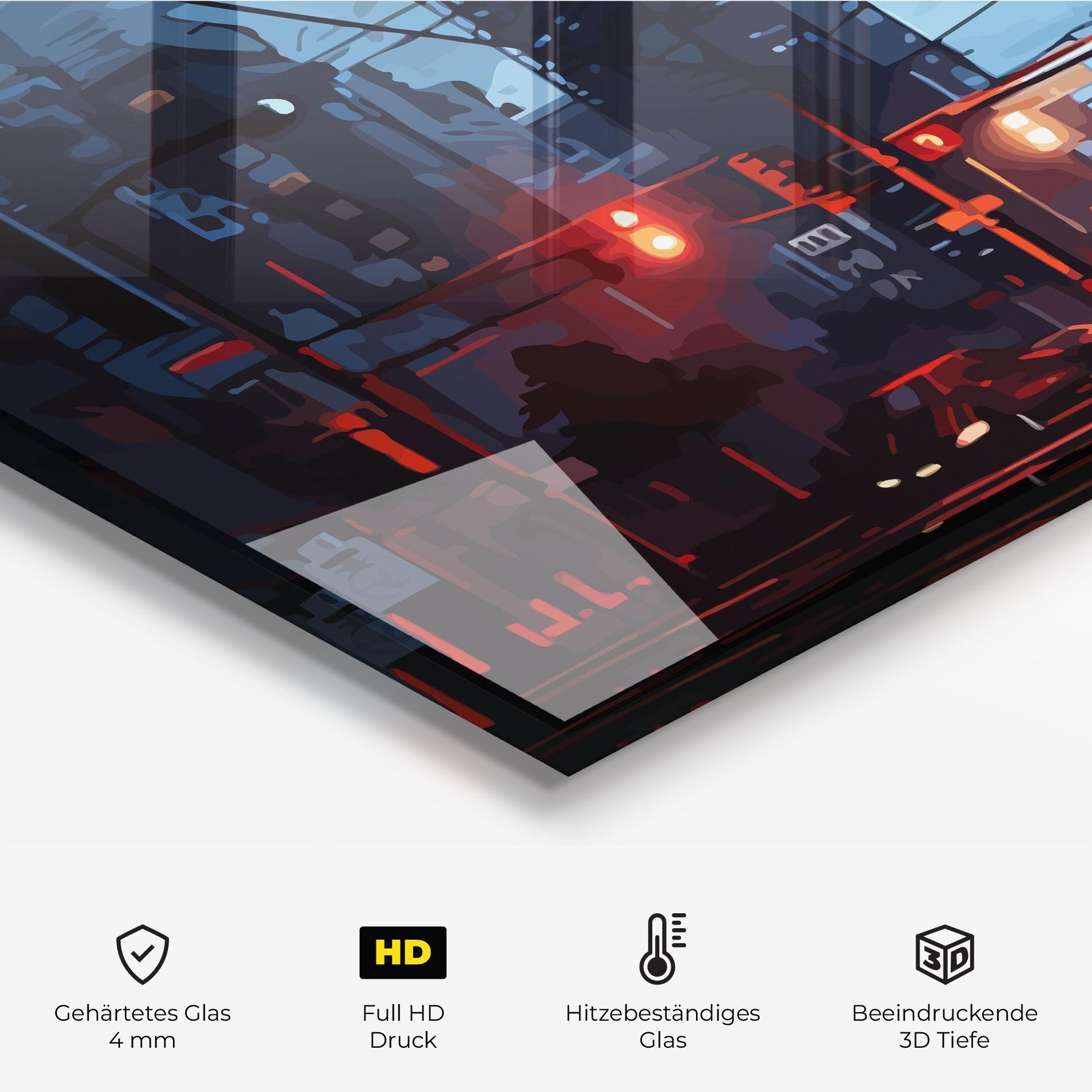 Küchenrückwand Glas Red City Light mockup 2