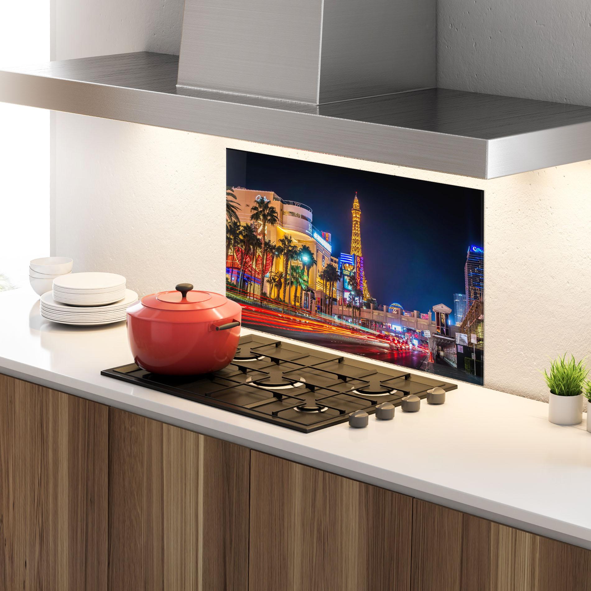 Küchenrückwand Glas Nevada Evening mockup 4