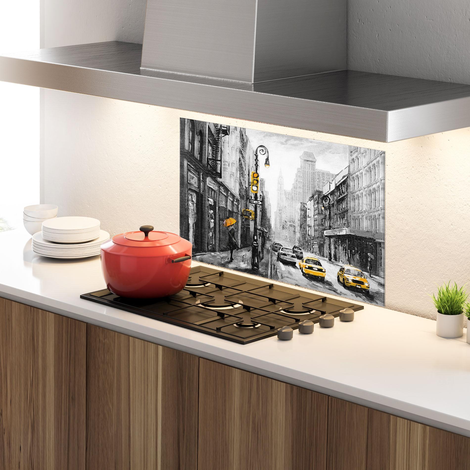 Küchenrückwand Glas New York Shades mockup 4
