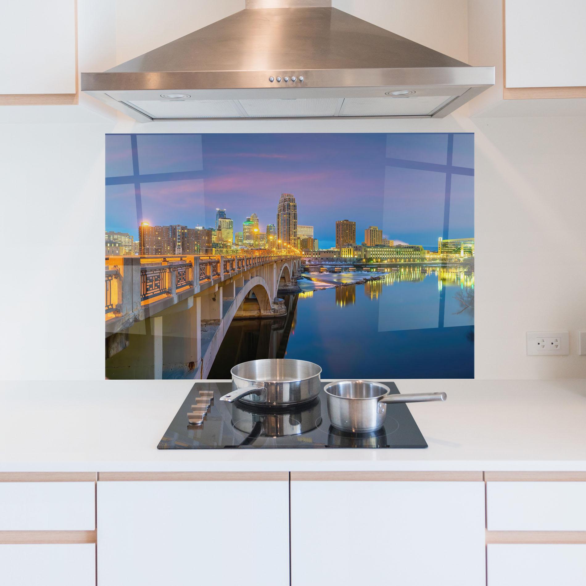 Küchenrückwand Glas Downtown City Skyline mockup 5