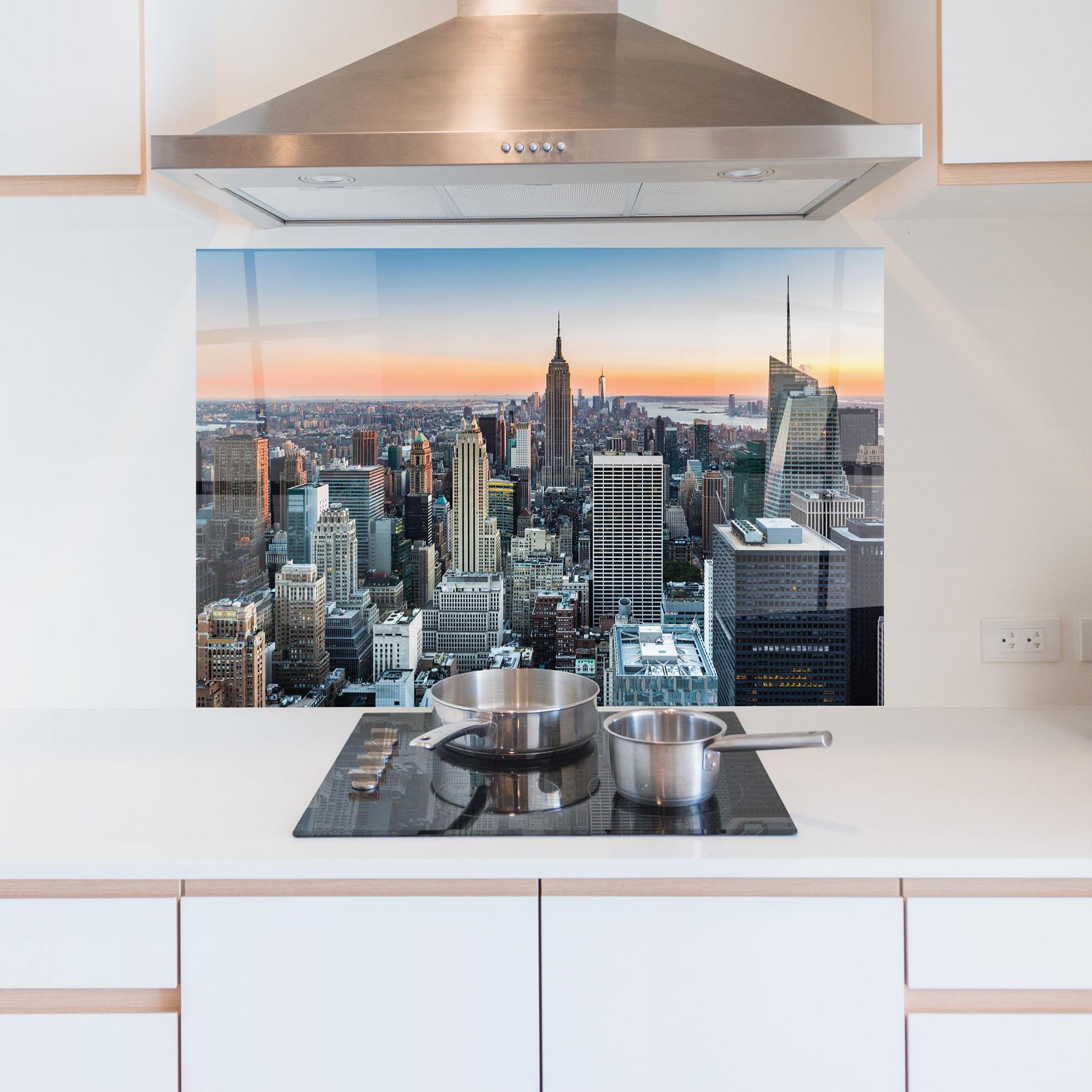 Küchenrückwand Glas New York Skyline mockup 5