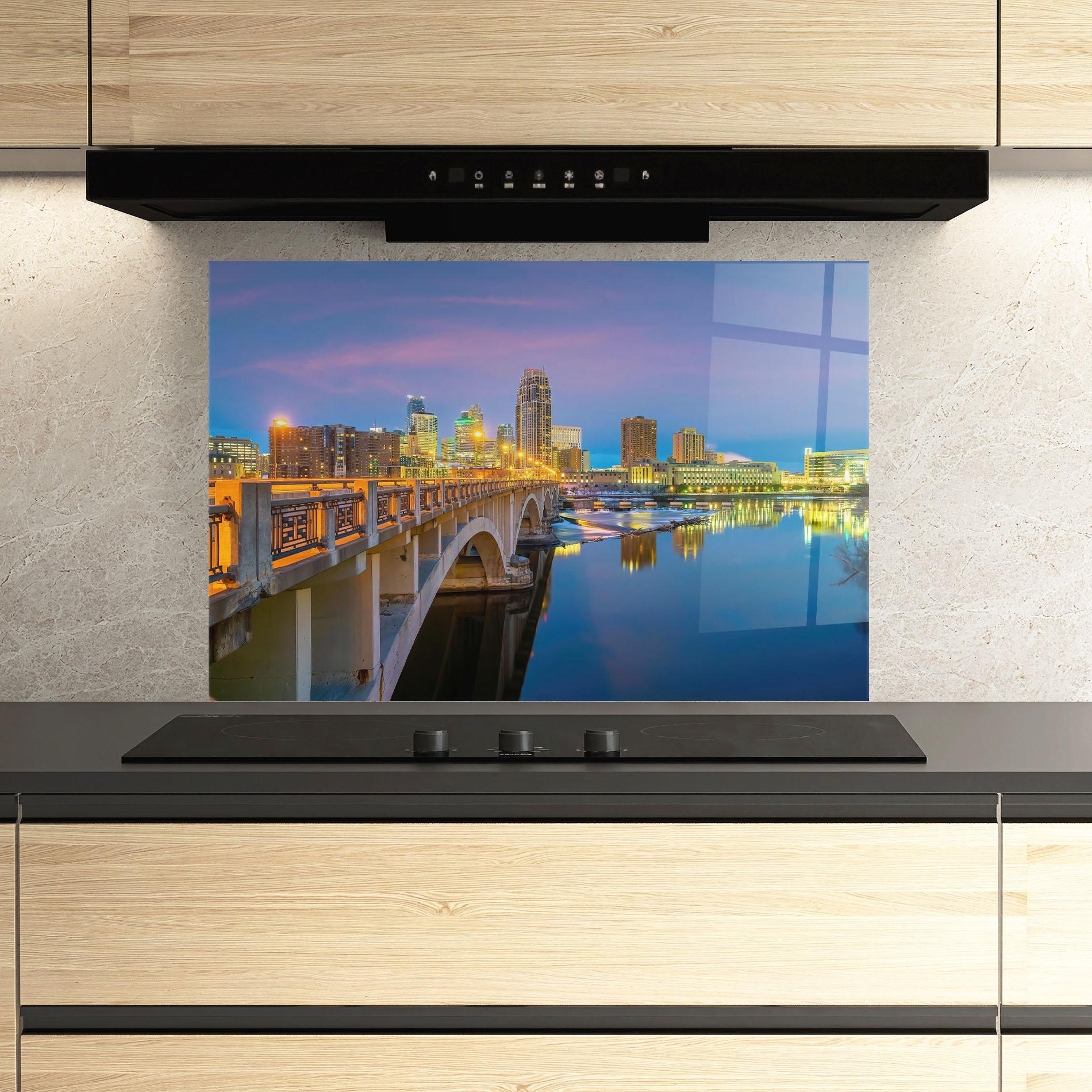 Küchenrückwand Glas Downtown City Skyline mockup 3