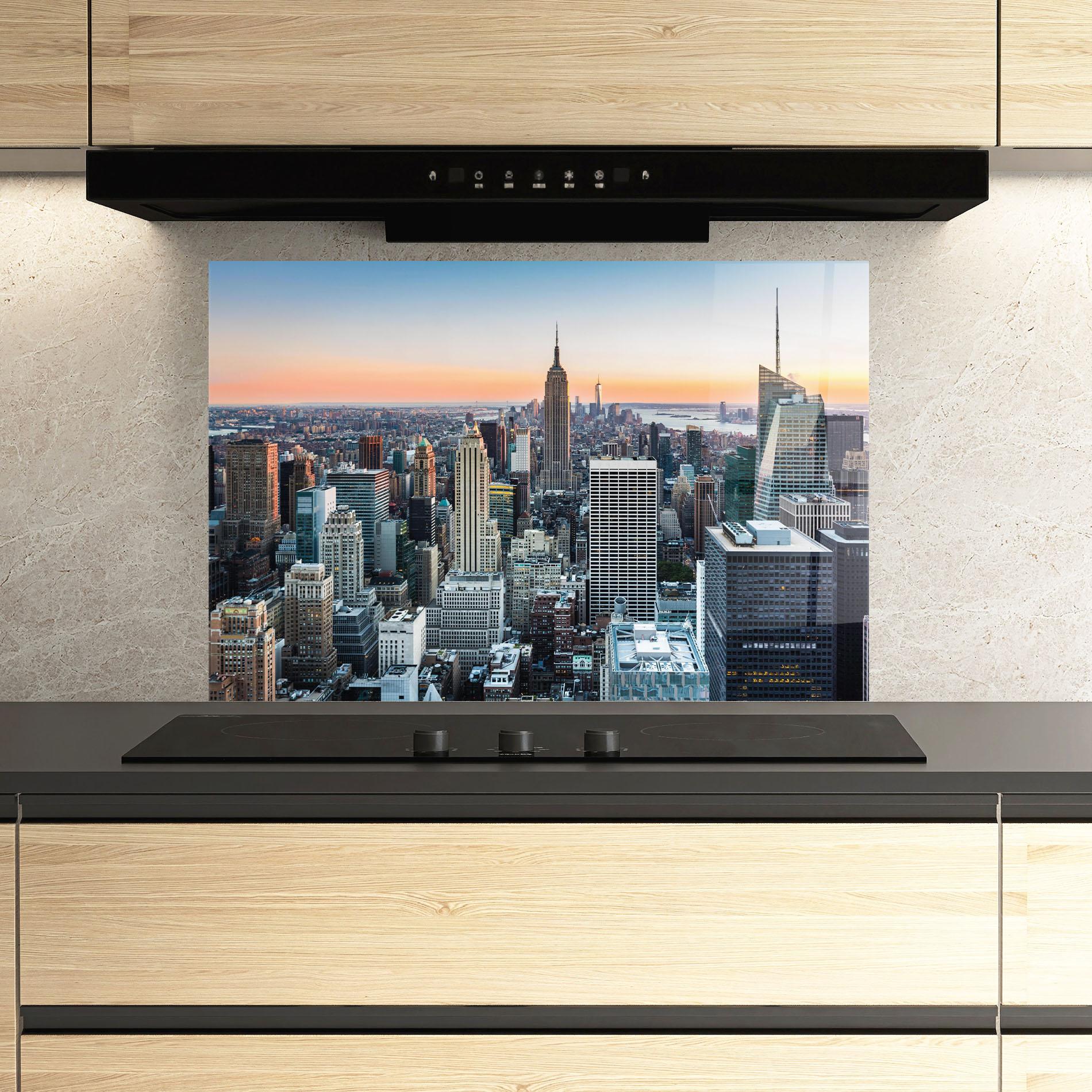 Küchenrückwand Glas New York Skyline mockup 3