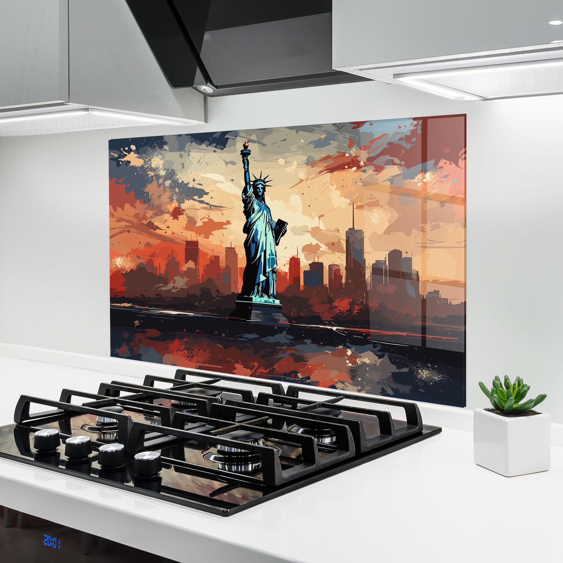 Küchenrückwand Glas United States Statue mockup 6