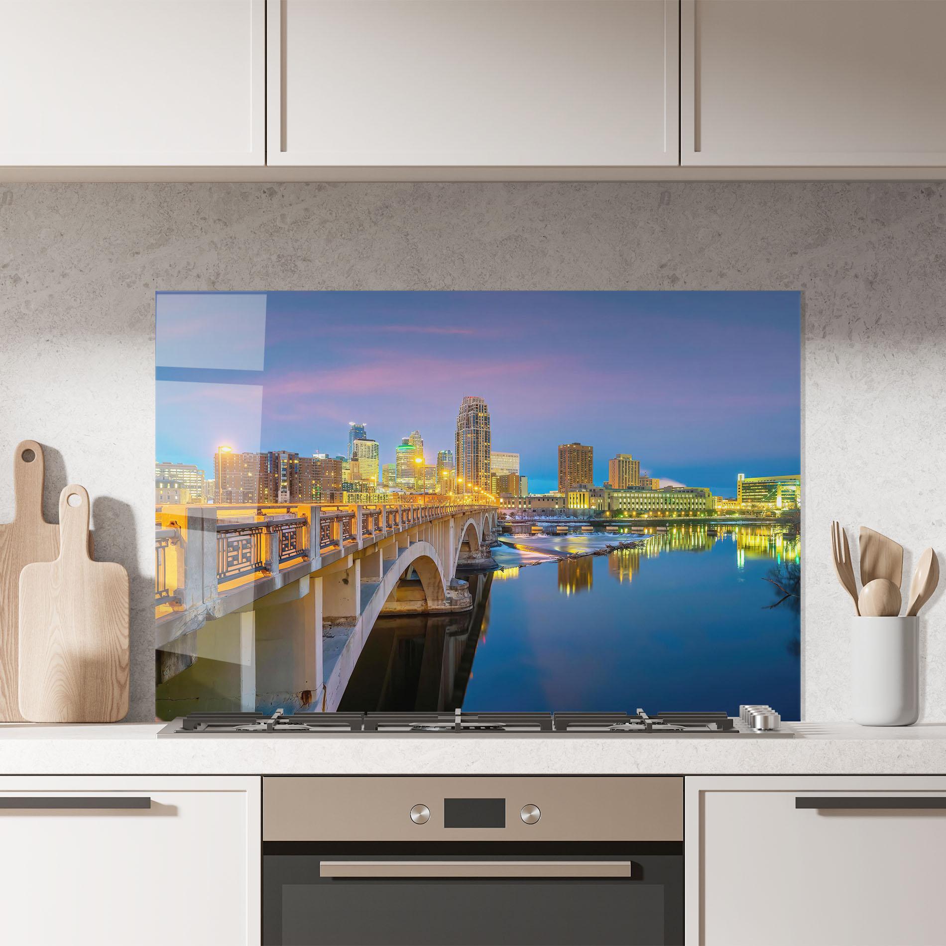 Küchenrückwand Glas Downtown City Skyline mockup 7