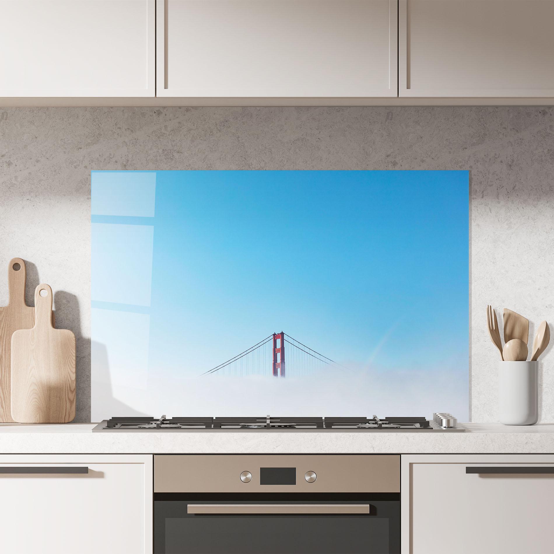 Küchenrückwand Glas High Cloud Bridge mockup 7