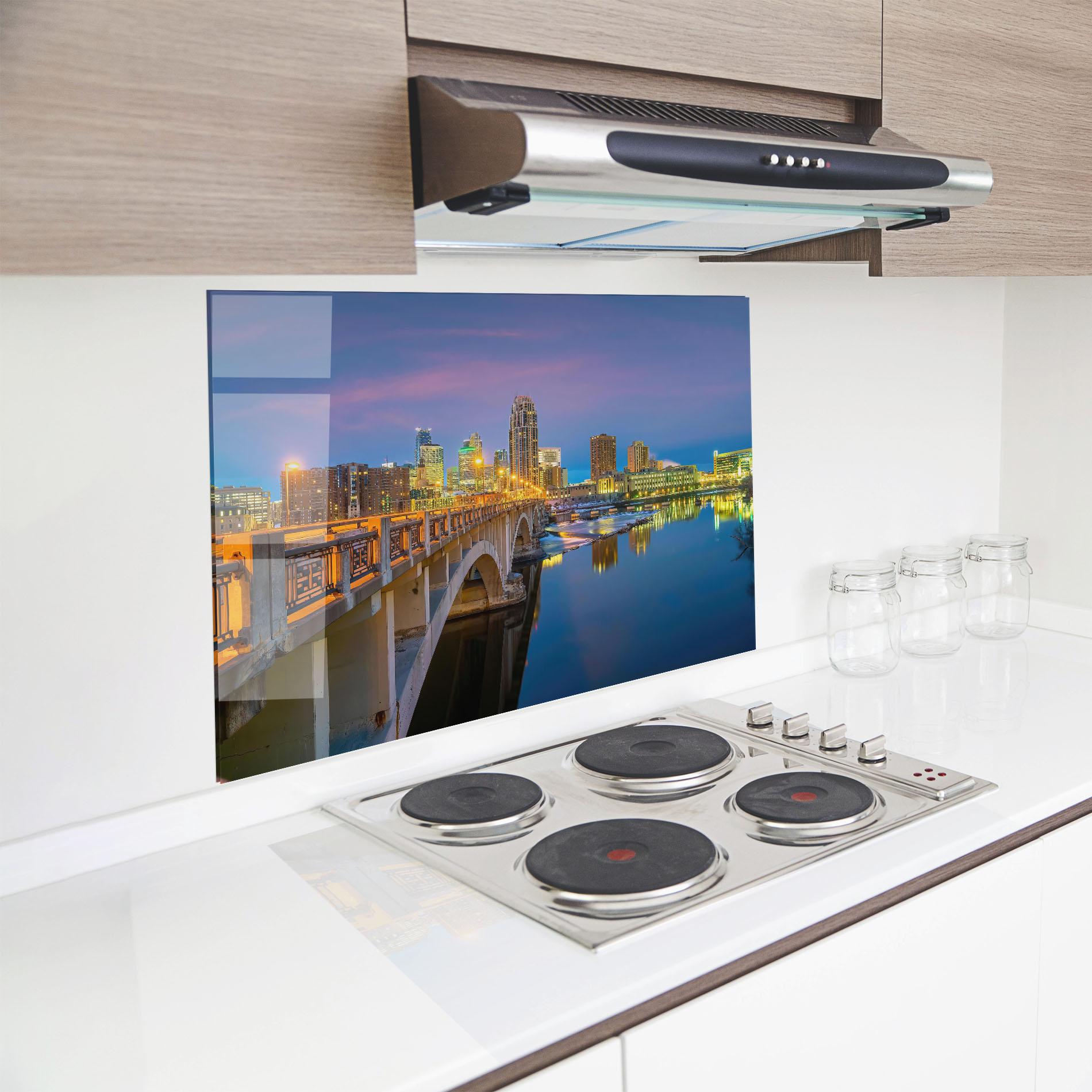 Küchenrückwand Glas Downtown City Skyline mockup 8