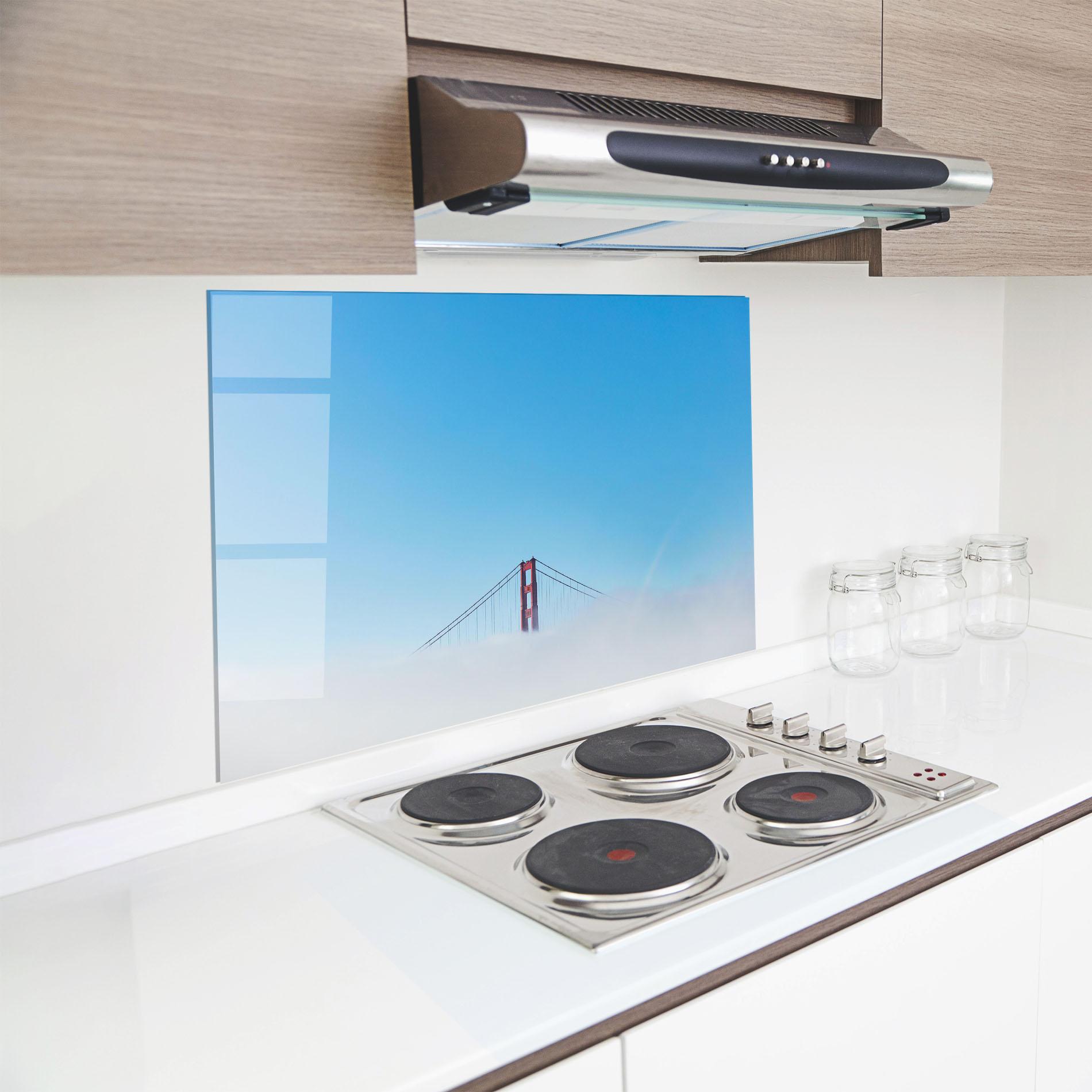 Küchenrückwand Glas High Cloud Bridge mockup 8