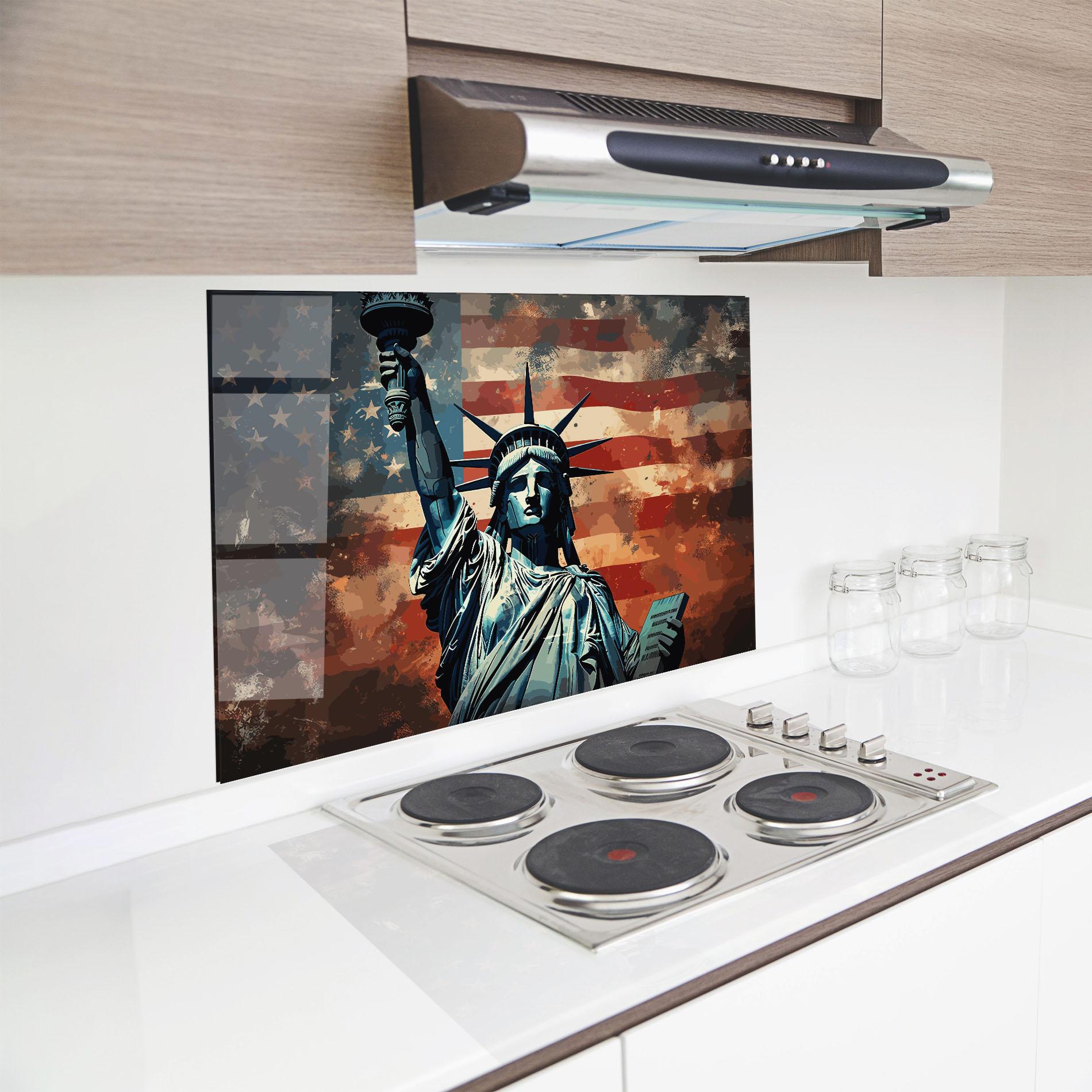 Küchenrückwand Glas United States Art mockup 8