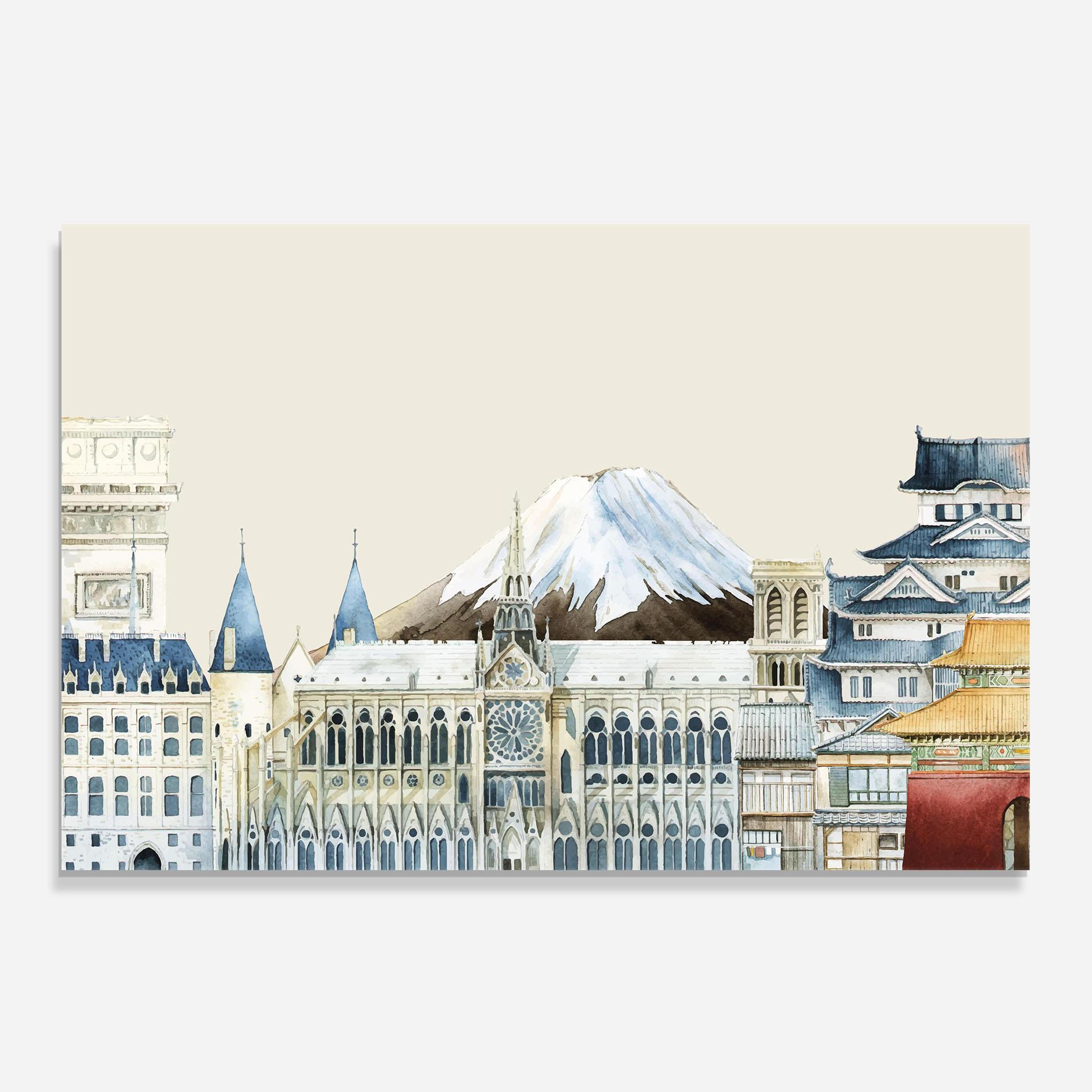 Küchenrückwand Glas City Mix mockup 0