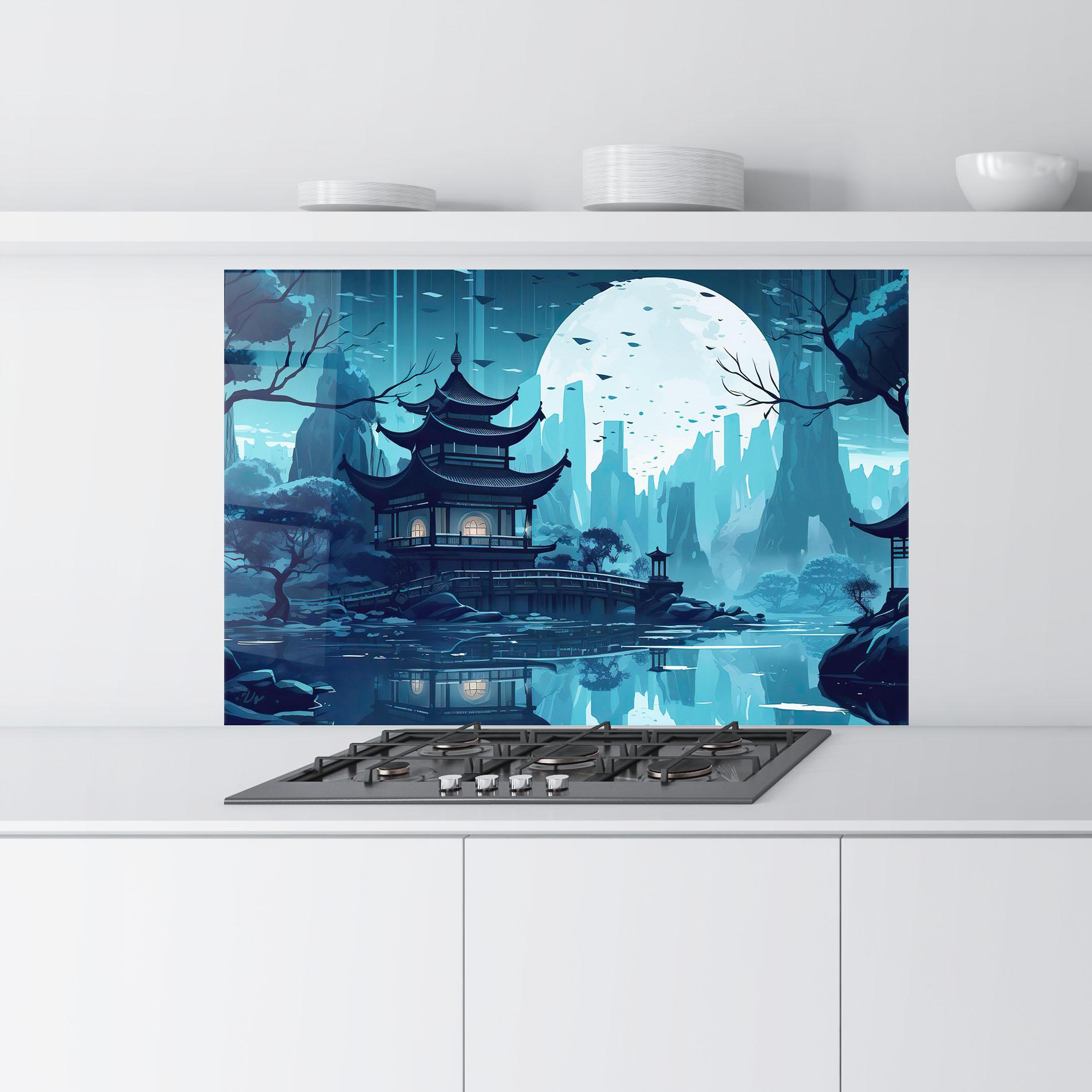 Küchenrückwand Glas Chinese Cartoon mockup 9