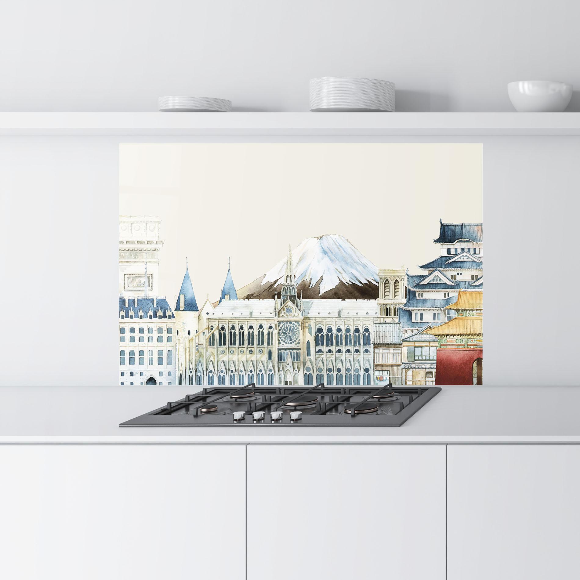 Küchenrückwand Glas City Mix mockup 9